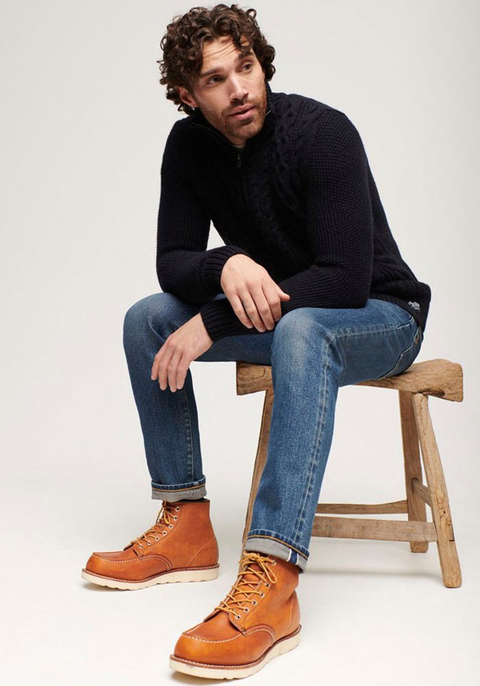 Superdry Pull en tricot »Jacob Cable Knit Half Zip«