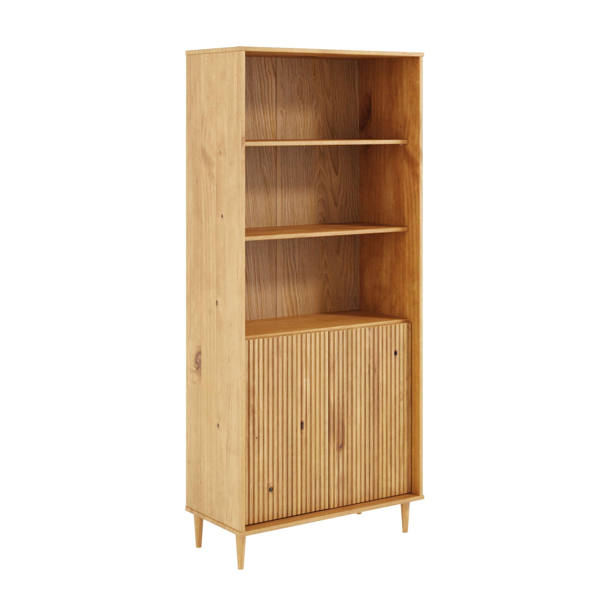 Image of GOODproduct Bücherregal "Malmedy Front mit gefrästen Rillen" Bücherschrank aus massivem Kiefernholz, Push-to-open, FSC, B: 80 cm