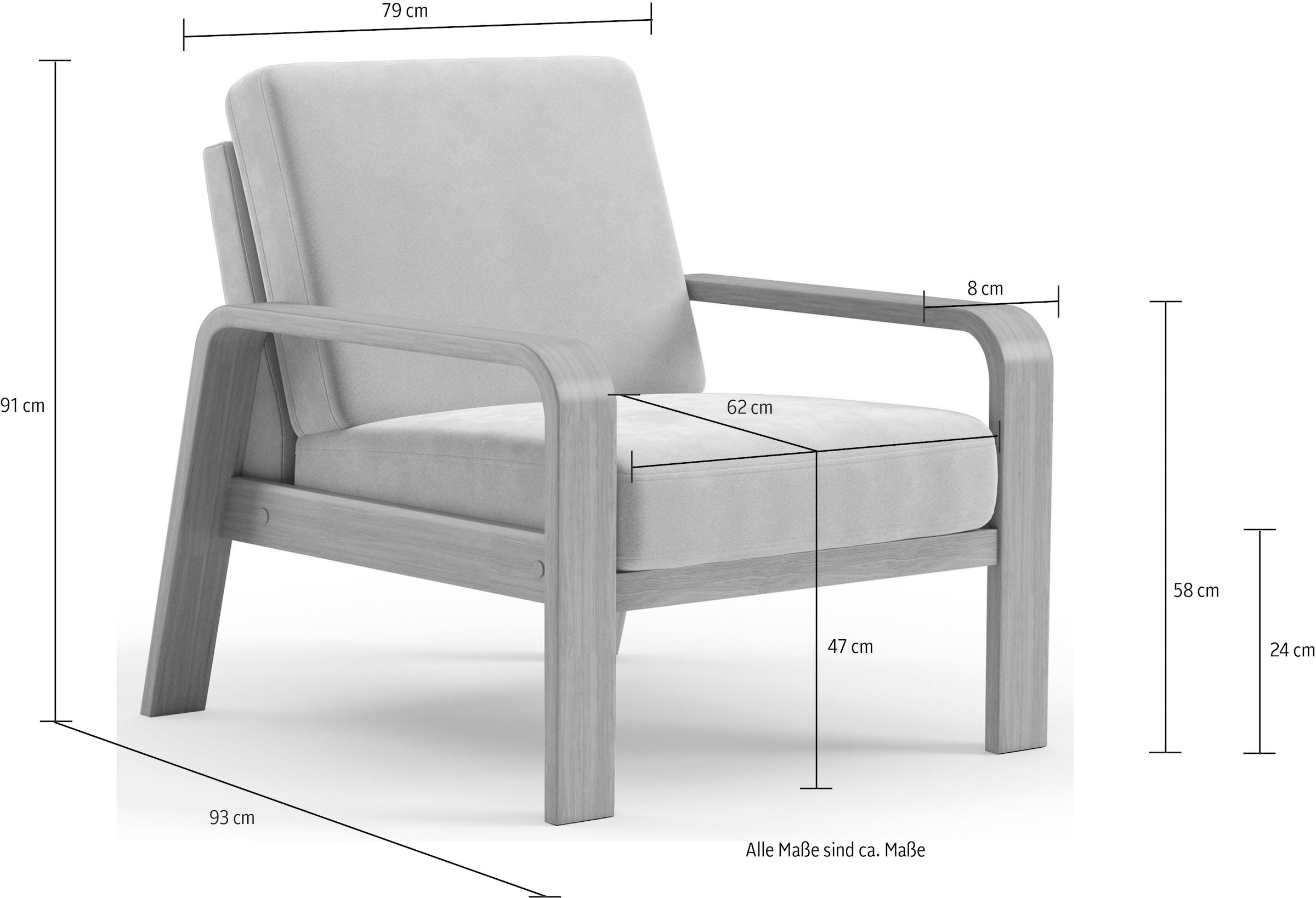 sit&more Sessel »Kolding«, Armlehnen aus Buchenholz in natur, verschiedene Bezüge und Farben