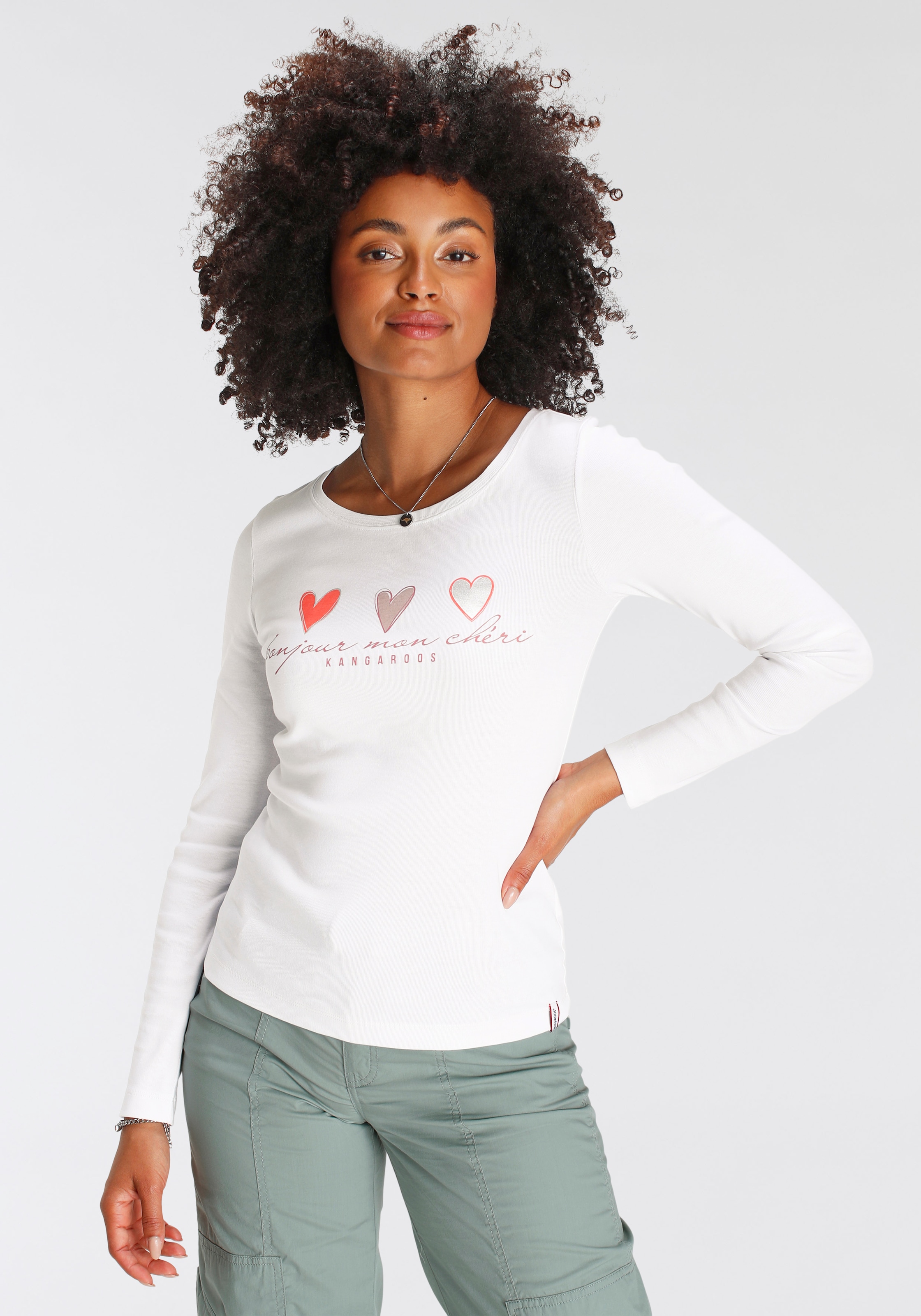 Image of KangaROOS Longsleeve Langarm, sehr figurbetont und hüftbedeckend, mit Herzchen-Detail