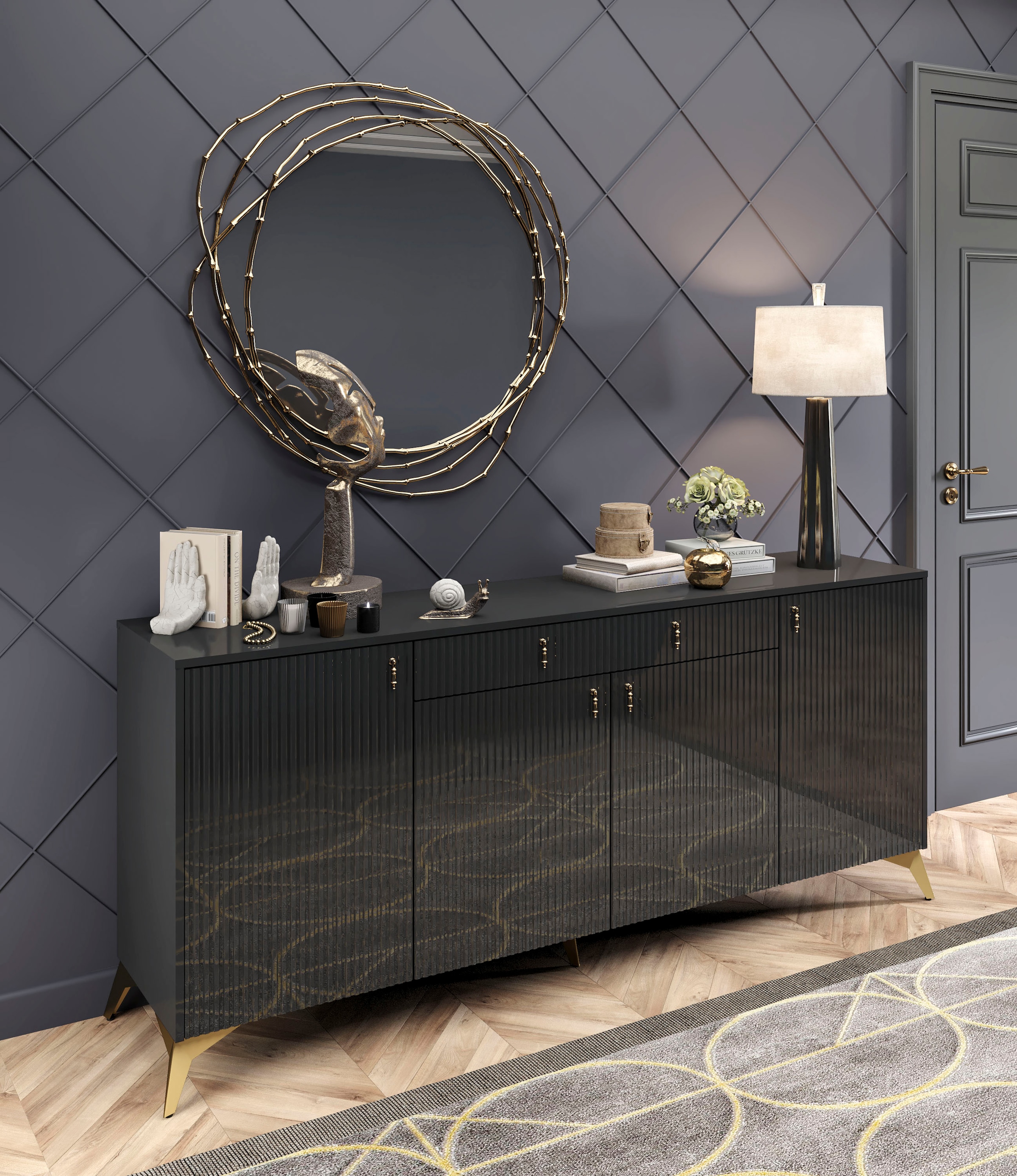 Image of Leonique Kommode »Aliette«, mit Hochglanz - Fronten, Breite 195,5 cm bei Ackermann Versand Schweiz