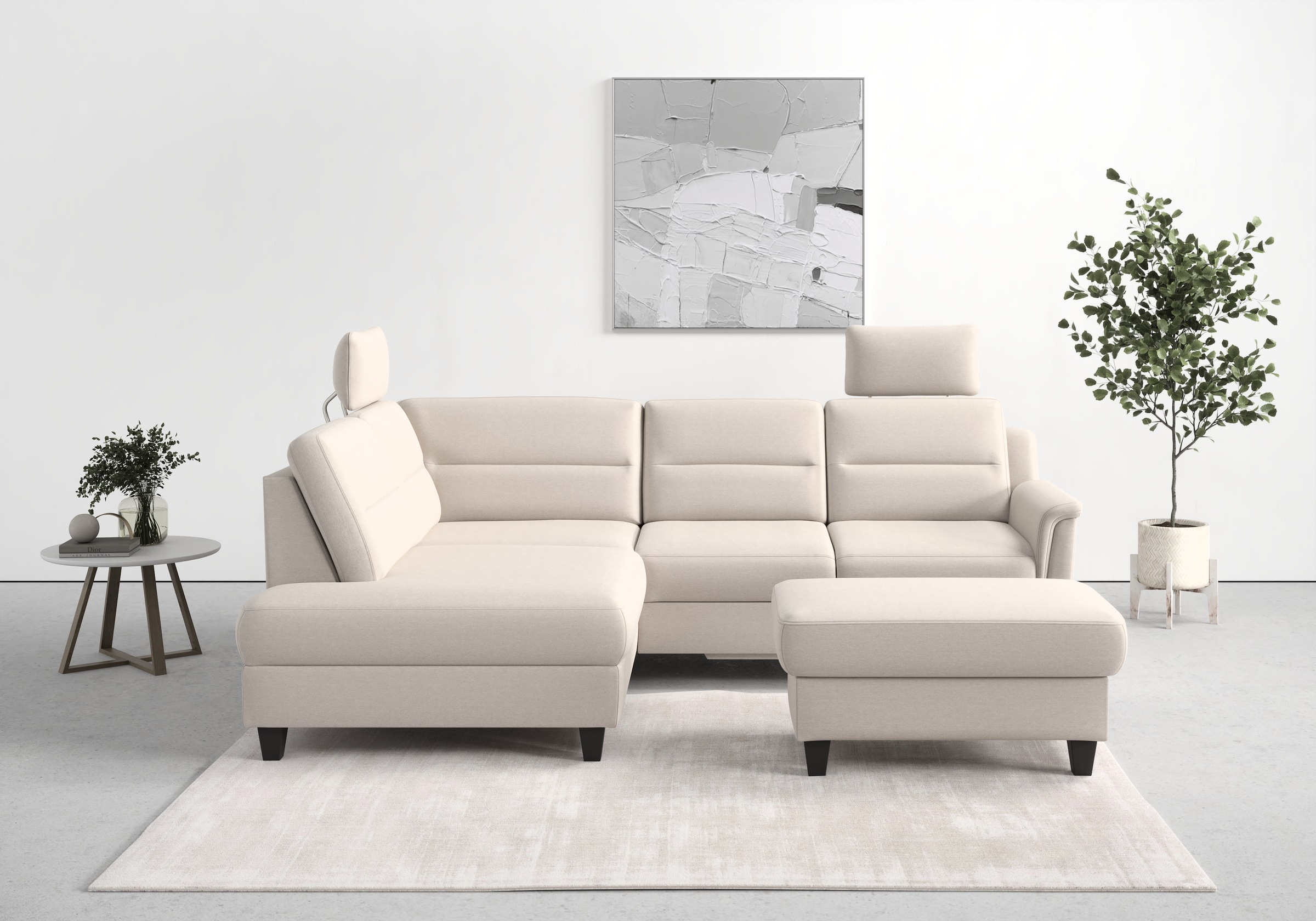 sit&more Ecksofa »Farö L-Form« inklusive Federkern, wahlweise mit Bettfunktion und Bettkasten