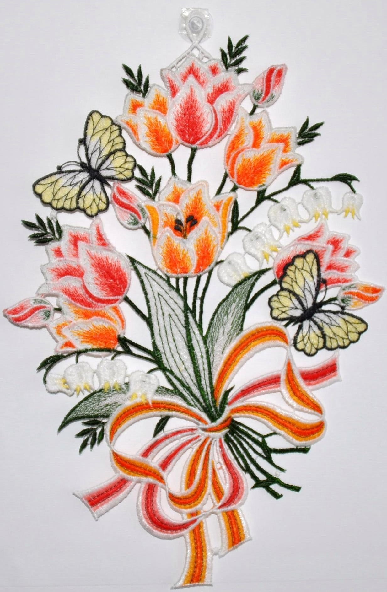Image of Stickereien Plauen Fensterbild "Fensterbild Blüten"