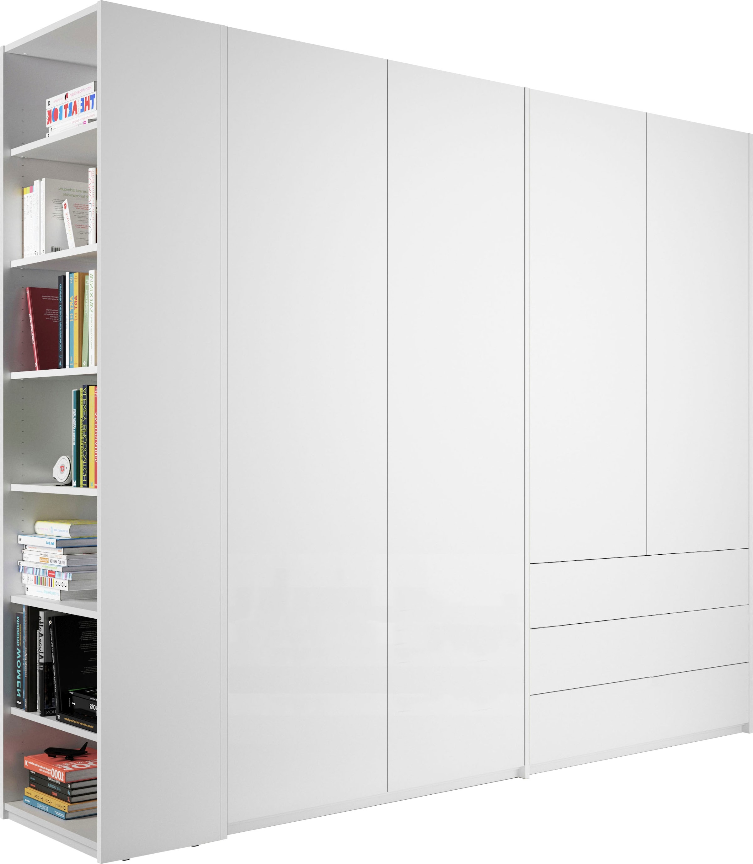 Drehtürenschrank »Modular Plus Variante 8«, 3 Schubladen, Anbauregal wahlweise links...