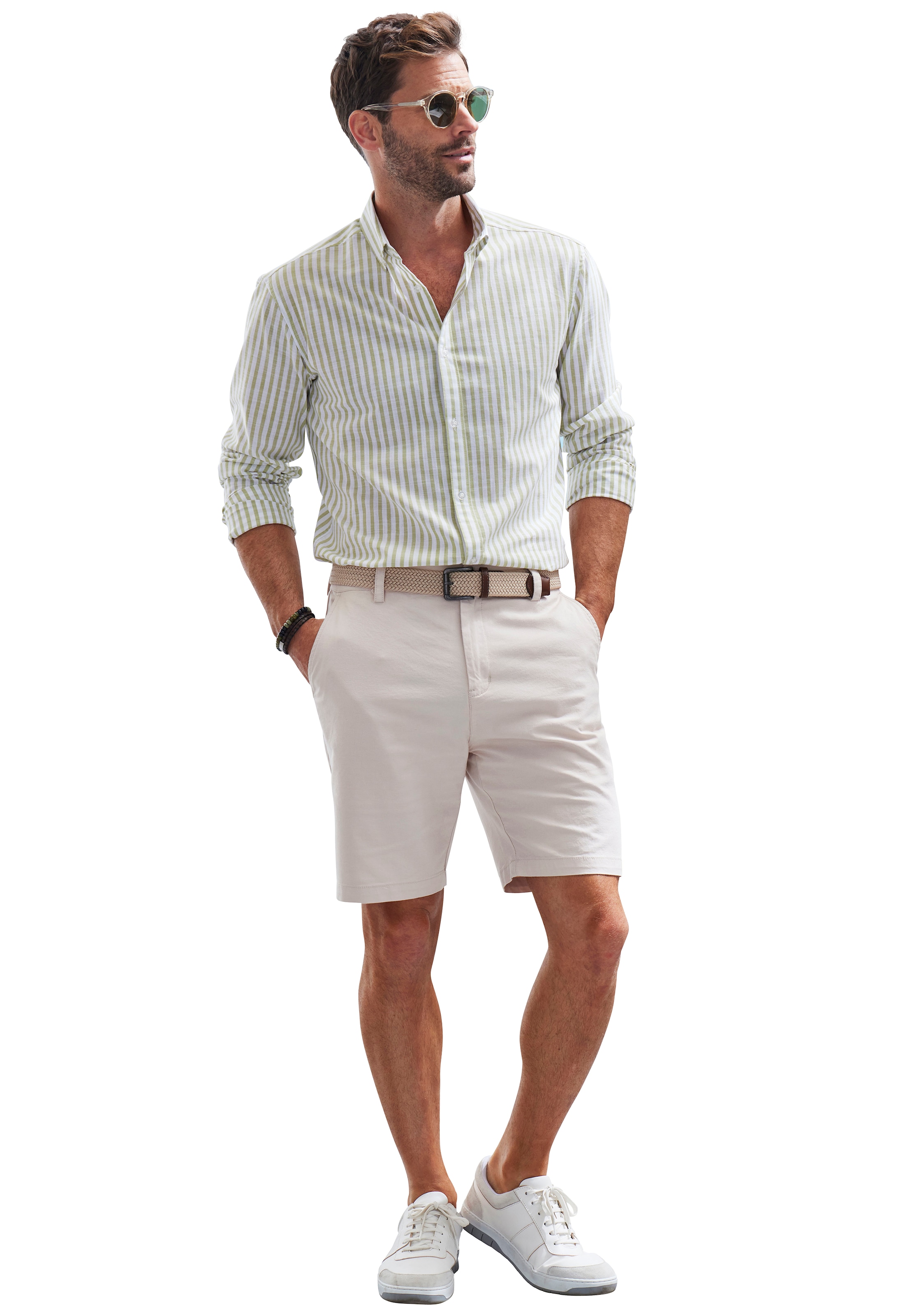 John Devin Langarmhemd »Regular Fit«, Streifenhemd mit Button-down-Kragen, aus reiner Baumwolle