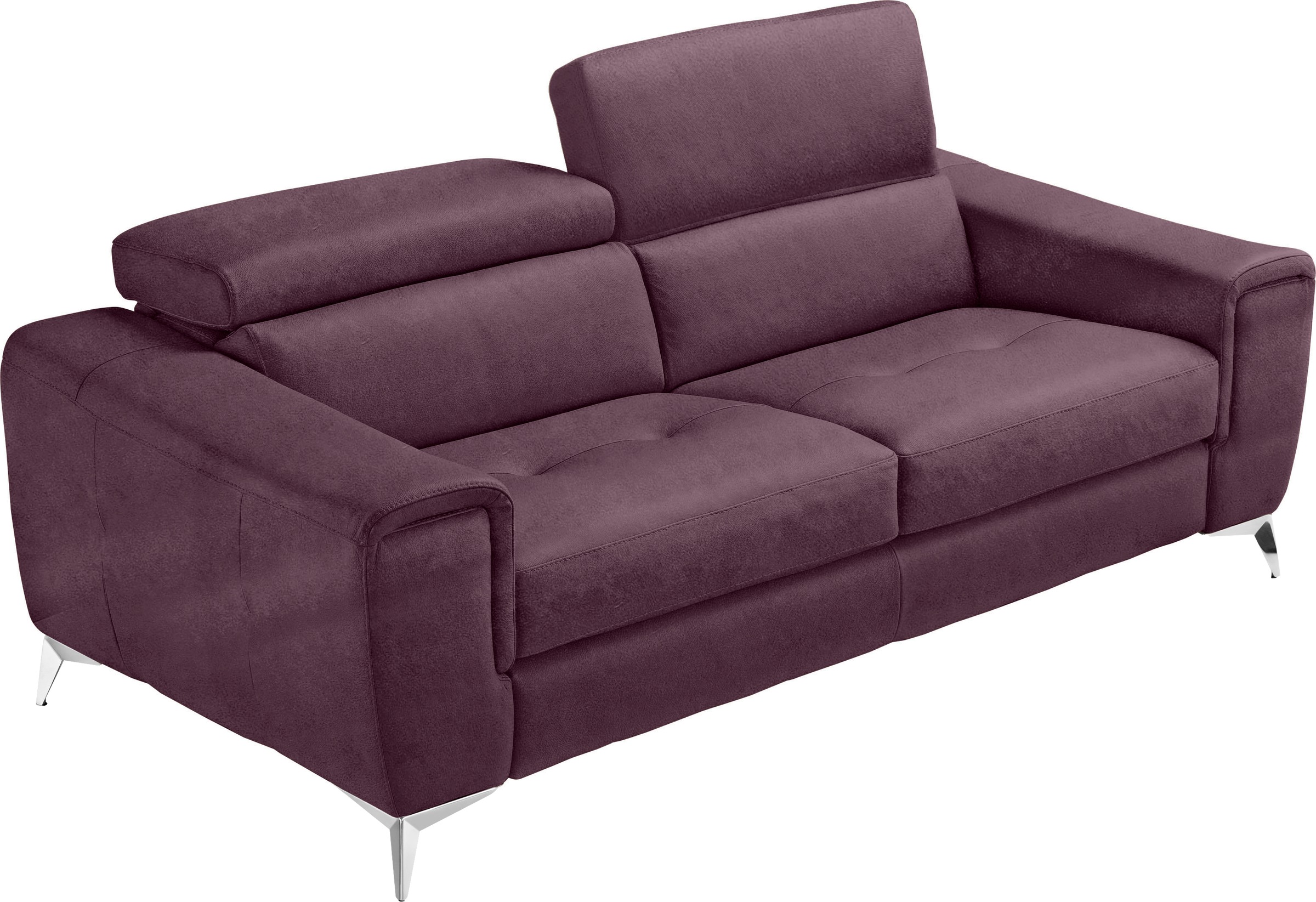 Image of Egoitaliano Schlafsofa "Francine Designsofa, Loungesofa mit Dauerschlaffunktion, Breite 233 cm" mit Bettfunktion, Luxus-Microfaser BLUSH, plum, Fussfarbe chrom