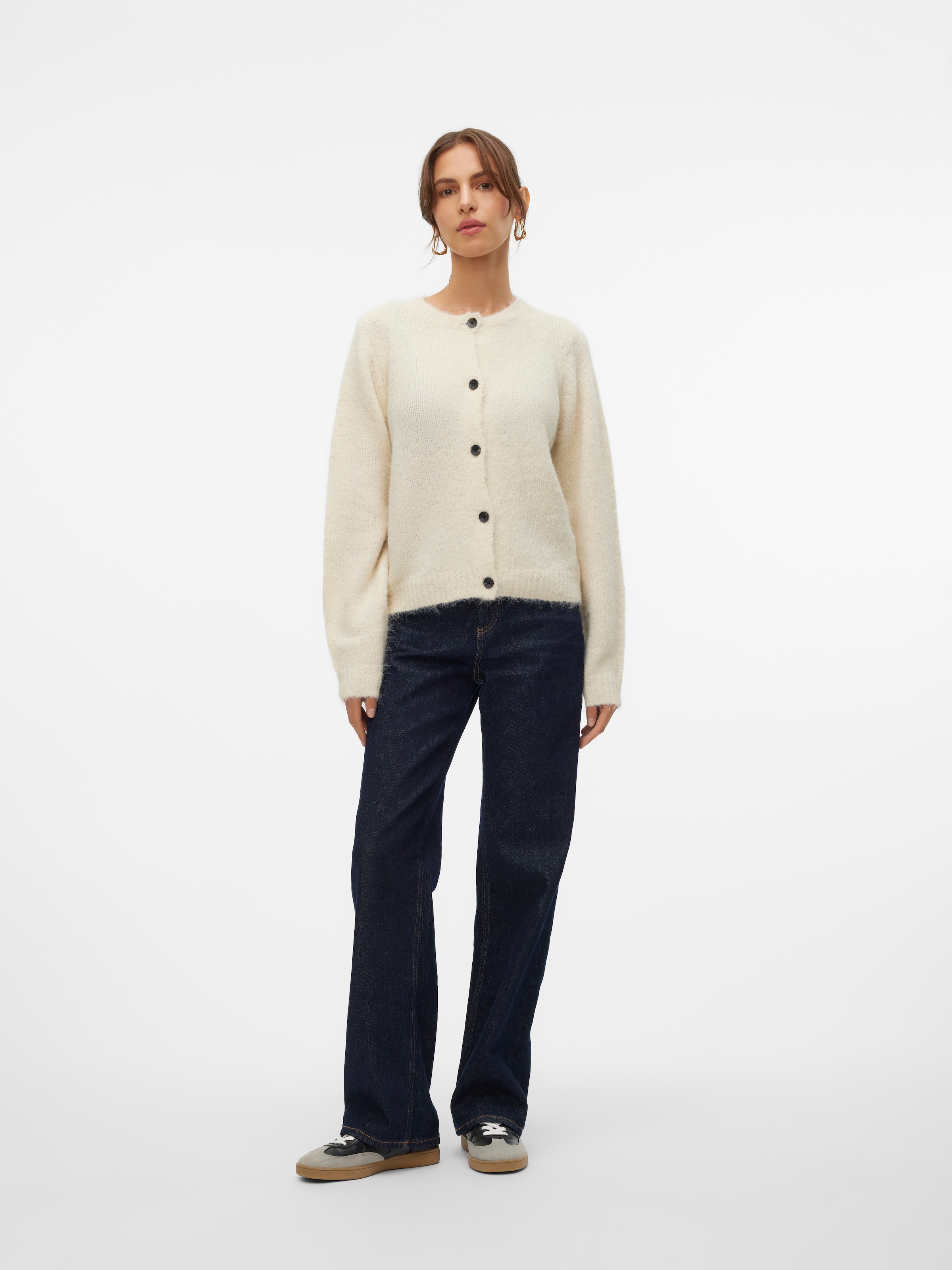 Vero Moda Strickjacke »VMNOVAH LS O-NECK BUTTON CARDI GA NOOS« Materialmix, regular fit