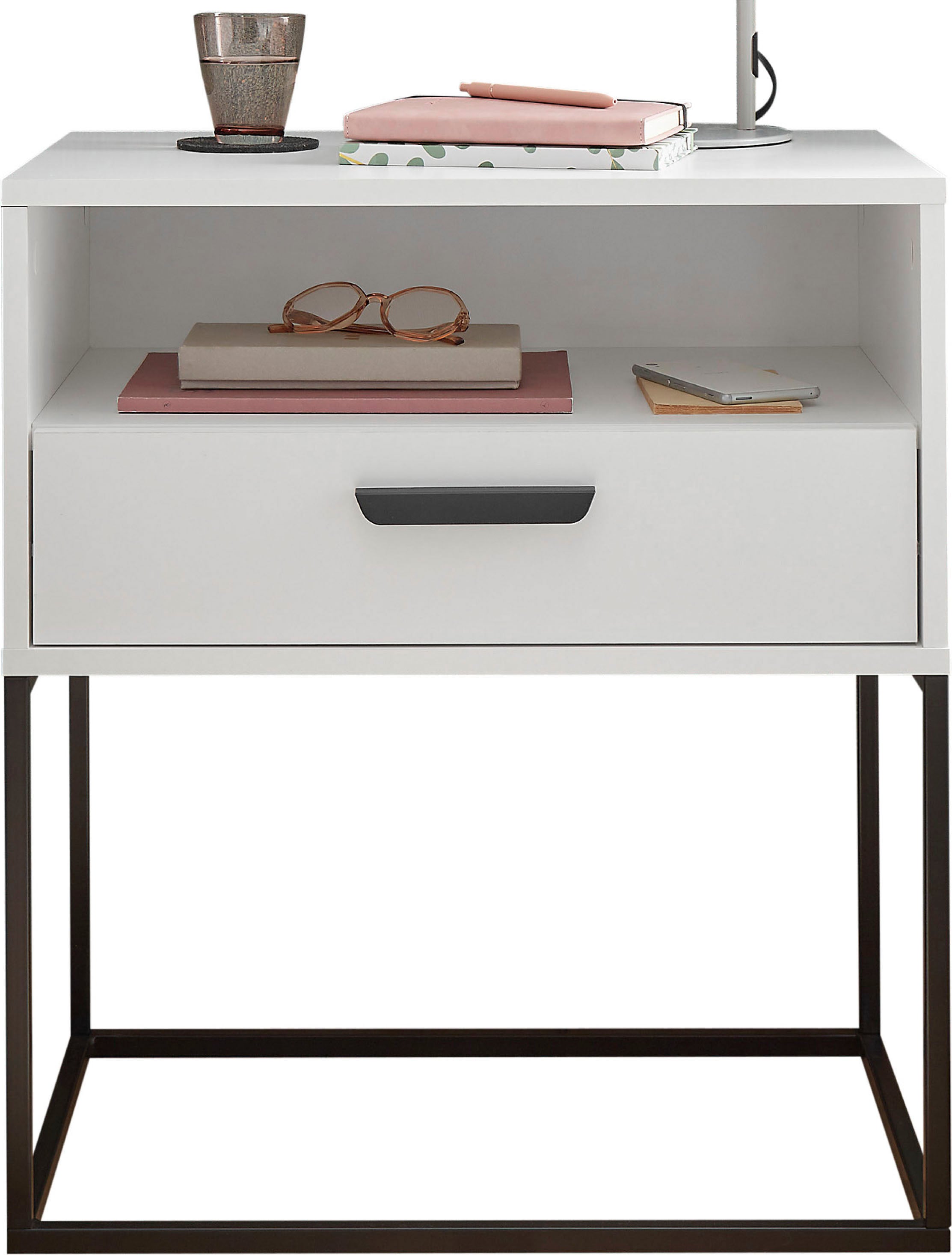 Schlafkontor Table de nuit »Cudro Nachttisch auf Fussgestell« mit einem offenen Fach für schnellen Zugriff