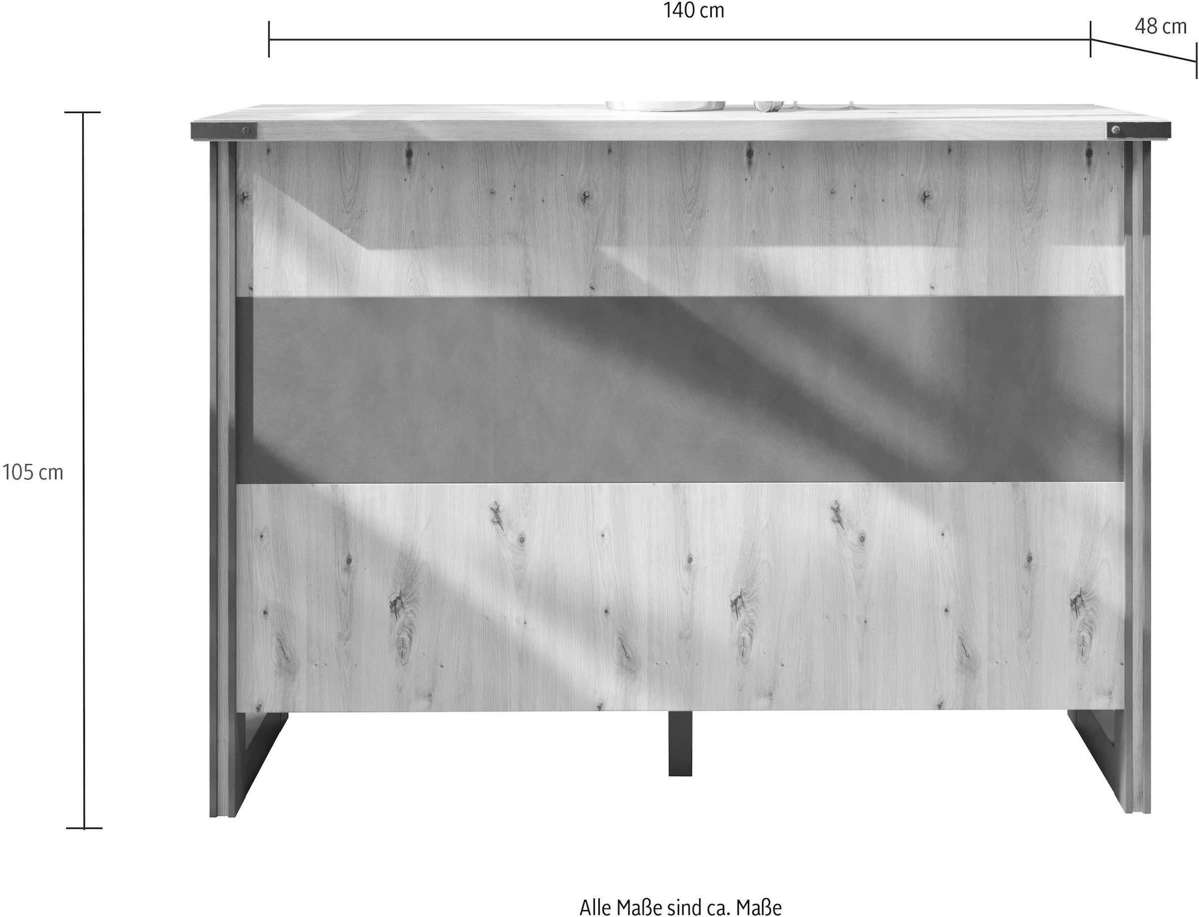 Home affaire Barschrank »Mia«, (1 St.), Bartisch mit 6 praktischen Fächern - Masse (B/T/H) 140/48/105 cm