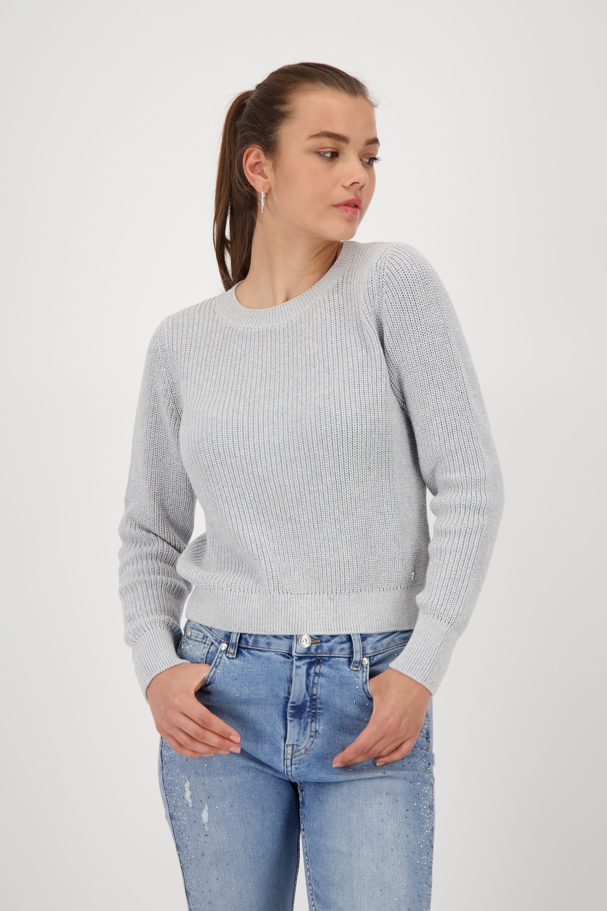 Image of Monari Strickpullover "Pullover Basic Lurex" Mit Rundhalsausschnitt