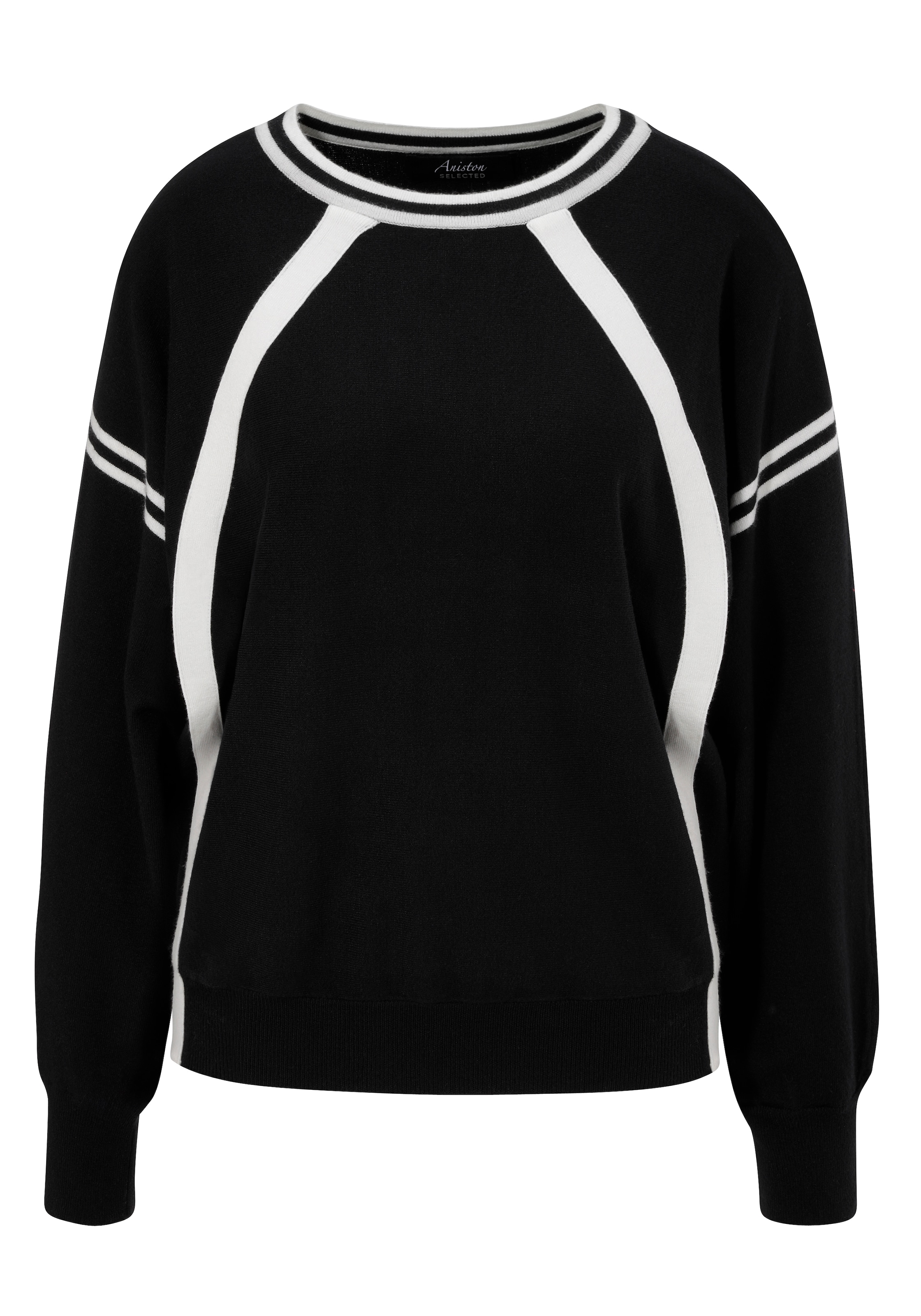 Aniston SELECTED Strickpullover, mit sportiven weissen Streifen