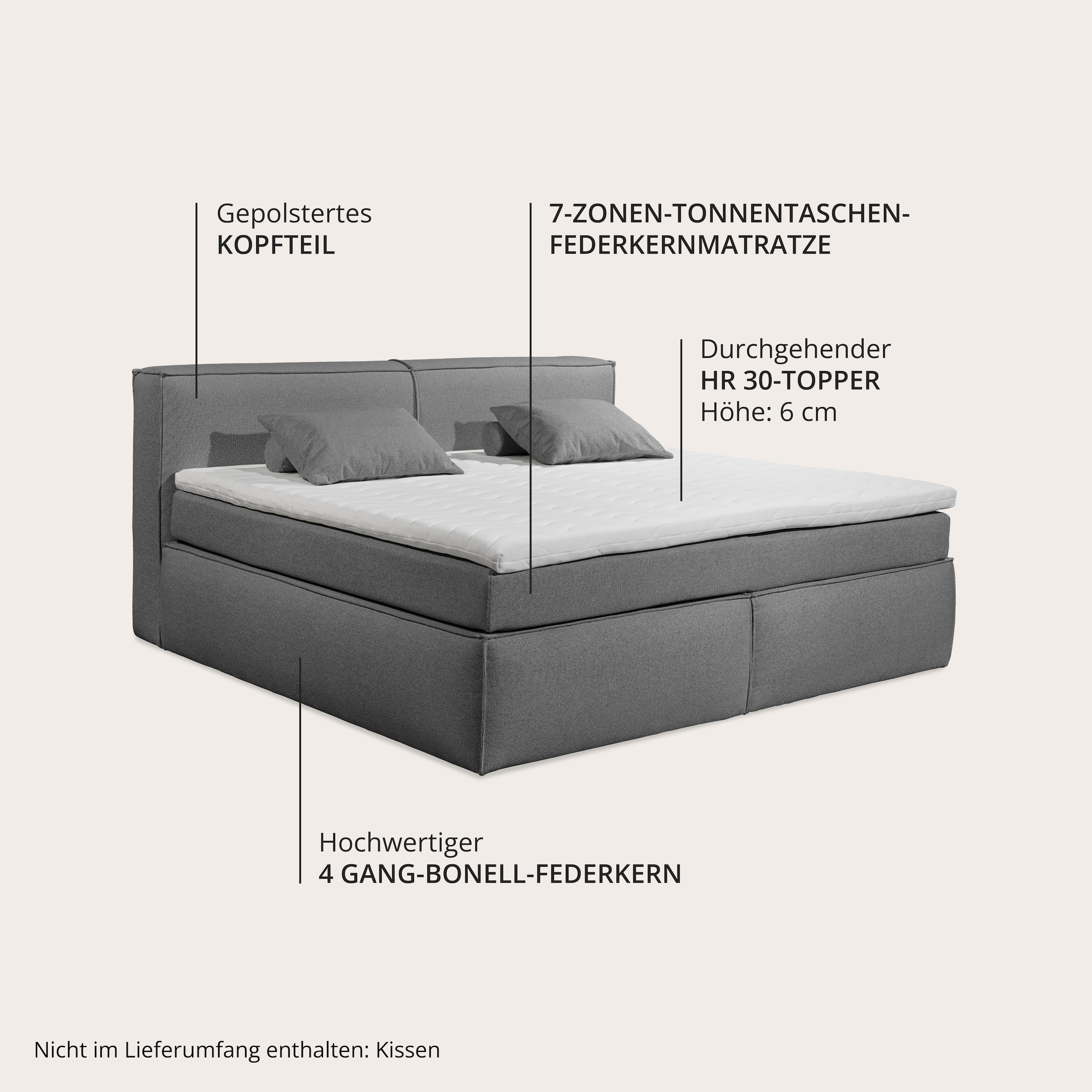 ED EXCITING DESIGN Boxspringbett »Sandon, Familienbett erhältlich in der Grösse 240x200cm« in verschiedenen Farben erhältlich