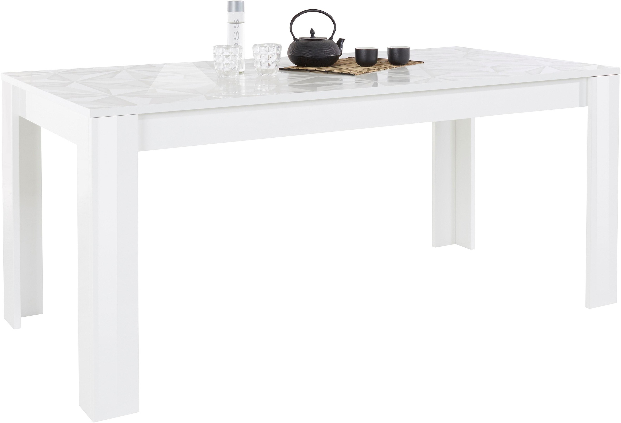 Image of Home affaire Esstisch "Prisma 180x90 cm, Esszimmertisch, ausziehbar, erweiterbar auf 228 cm" rechteckig,Tischplatte Stärke 22 mm u. mit elegantem Siebdruck