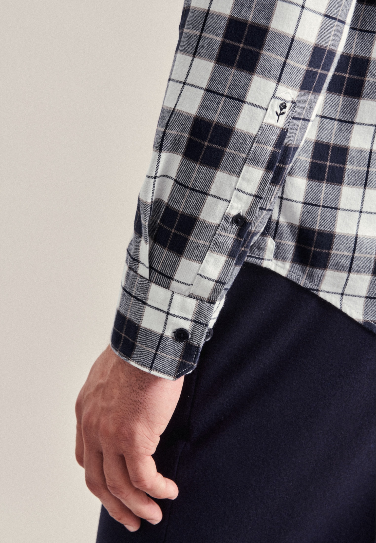 seidensticker Businesshemd »Schwarze Rose«, Regular Langarm Button-Down-Kragen Karo