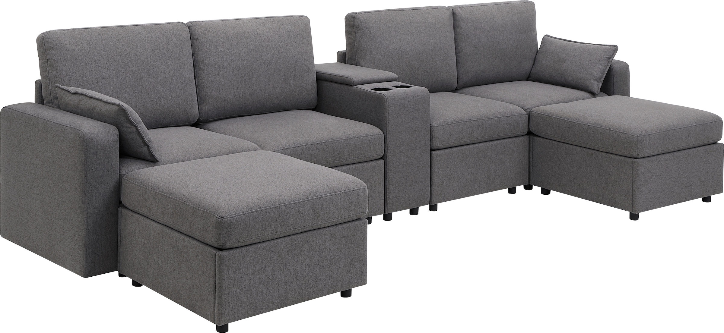 GOODproduct Wohnlandschaft »Ulrik, U-Form, Breite: 315cm« mit Stauraum unter den Sitzen, inkl Stauraumkonsole mit Becherhaltern