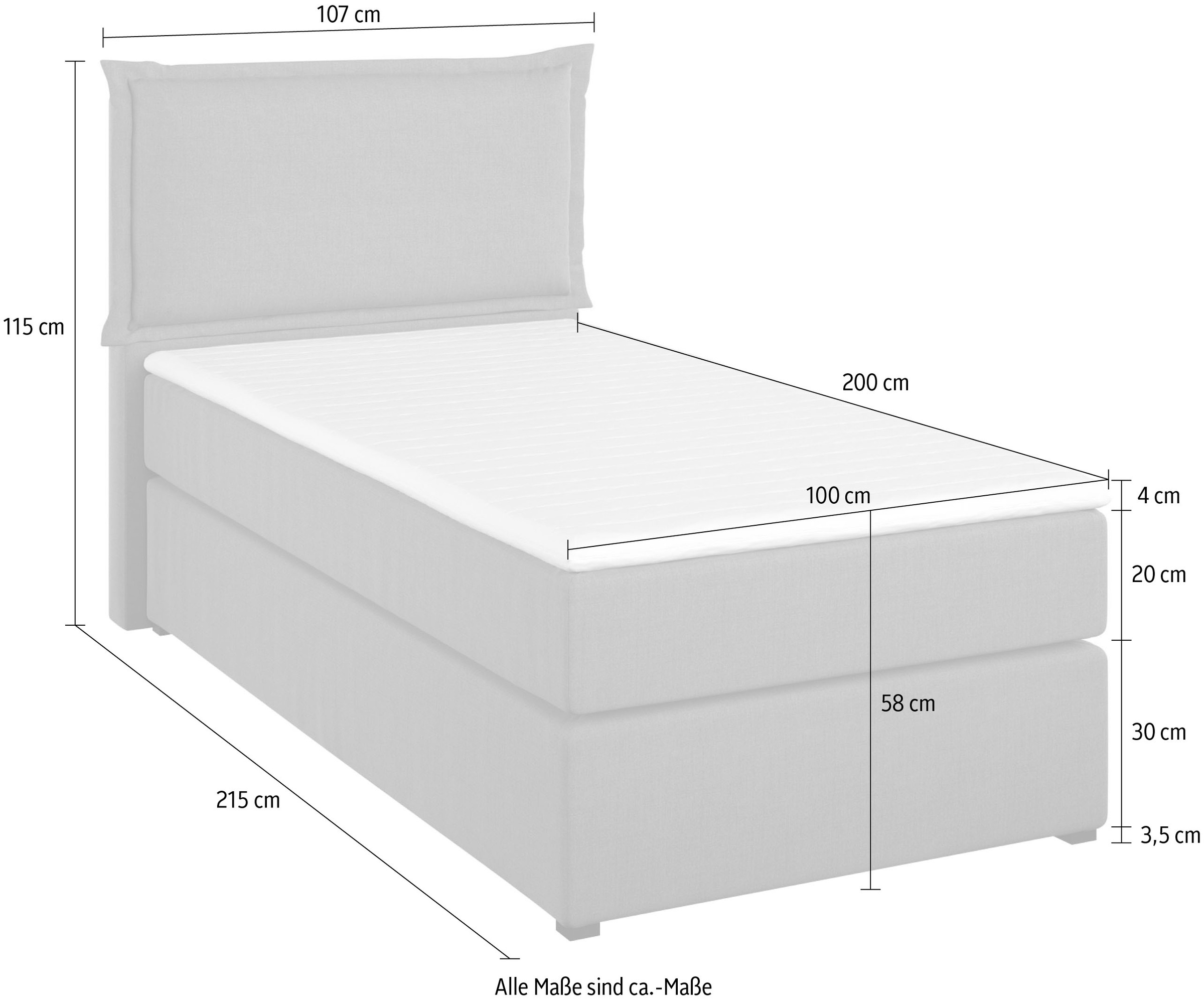 Home affaire Boxspringbett »Lysann«, 5fach verstellbares Kopfteil, in 4 Breiten, 3 Matratzenarten
