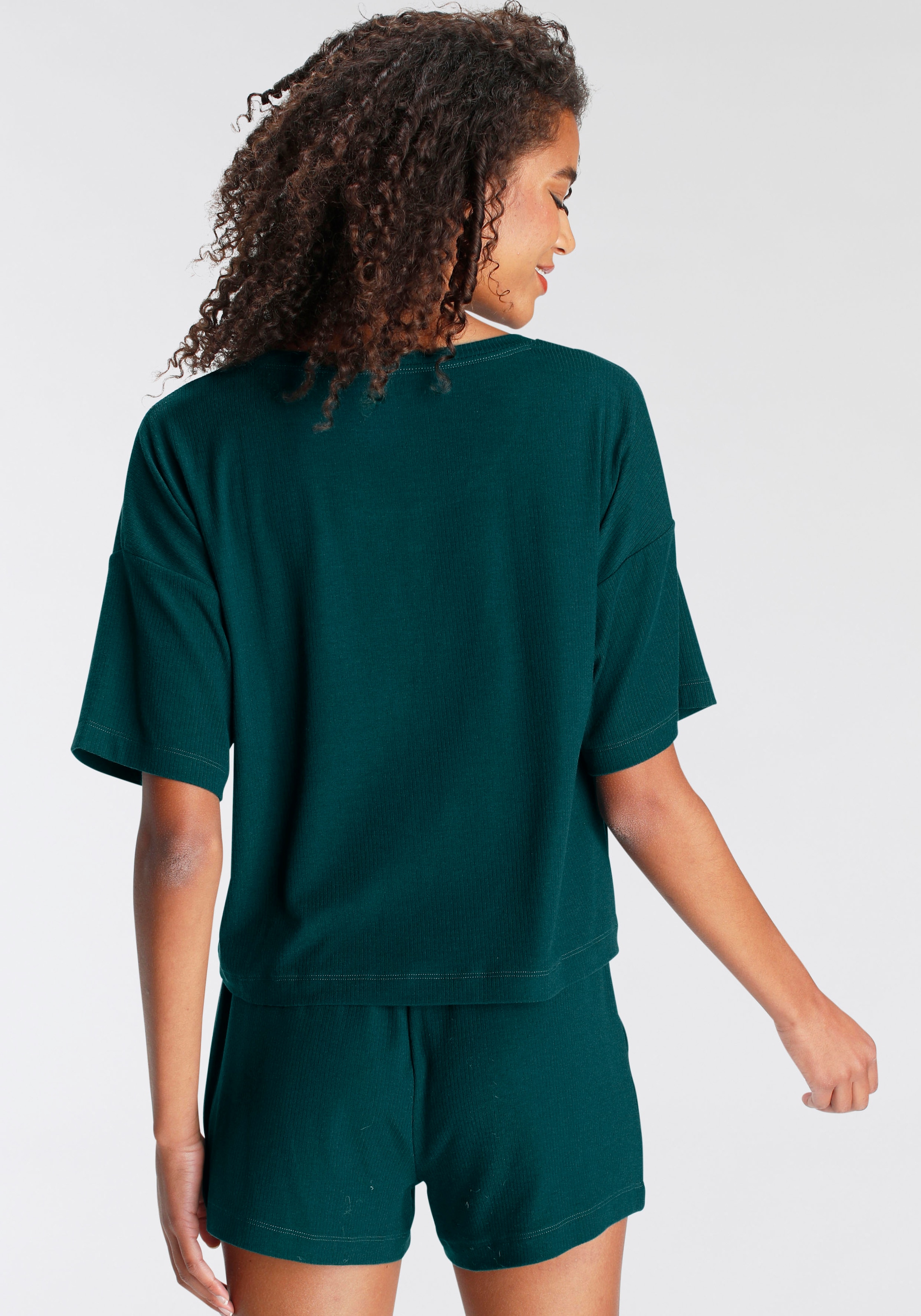 LASCANA Shorty, (Set, 2 tlg.), aus schönem Ripp-Material