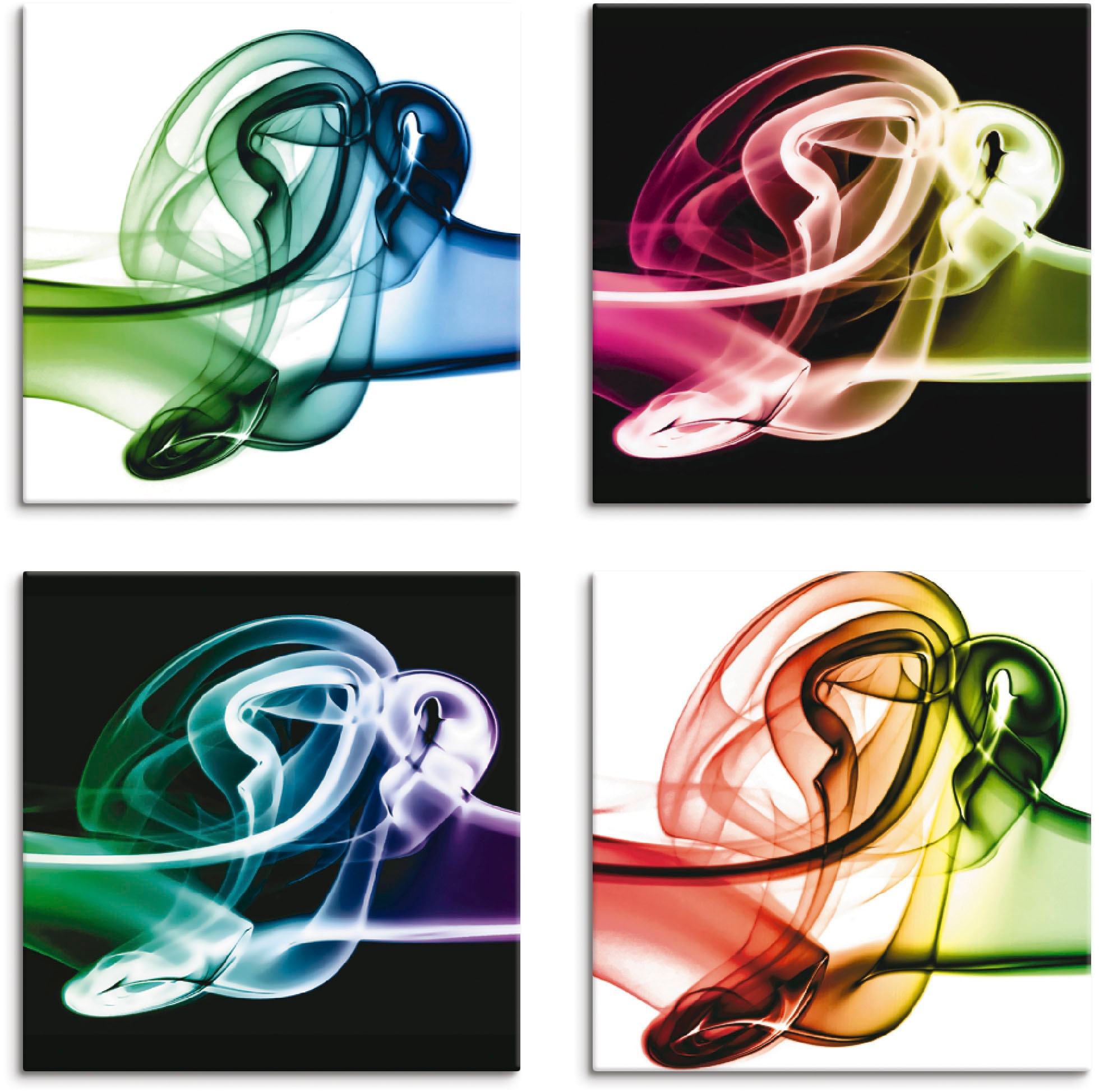 Image of Artland Leinwandbild "Aufeinanderprallen von Farben" Gegenstandslos 4 Stk. tlg. 4er Set, verschiedene Grössen