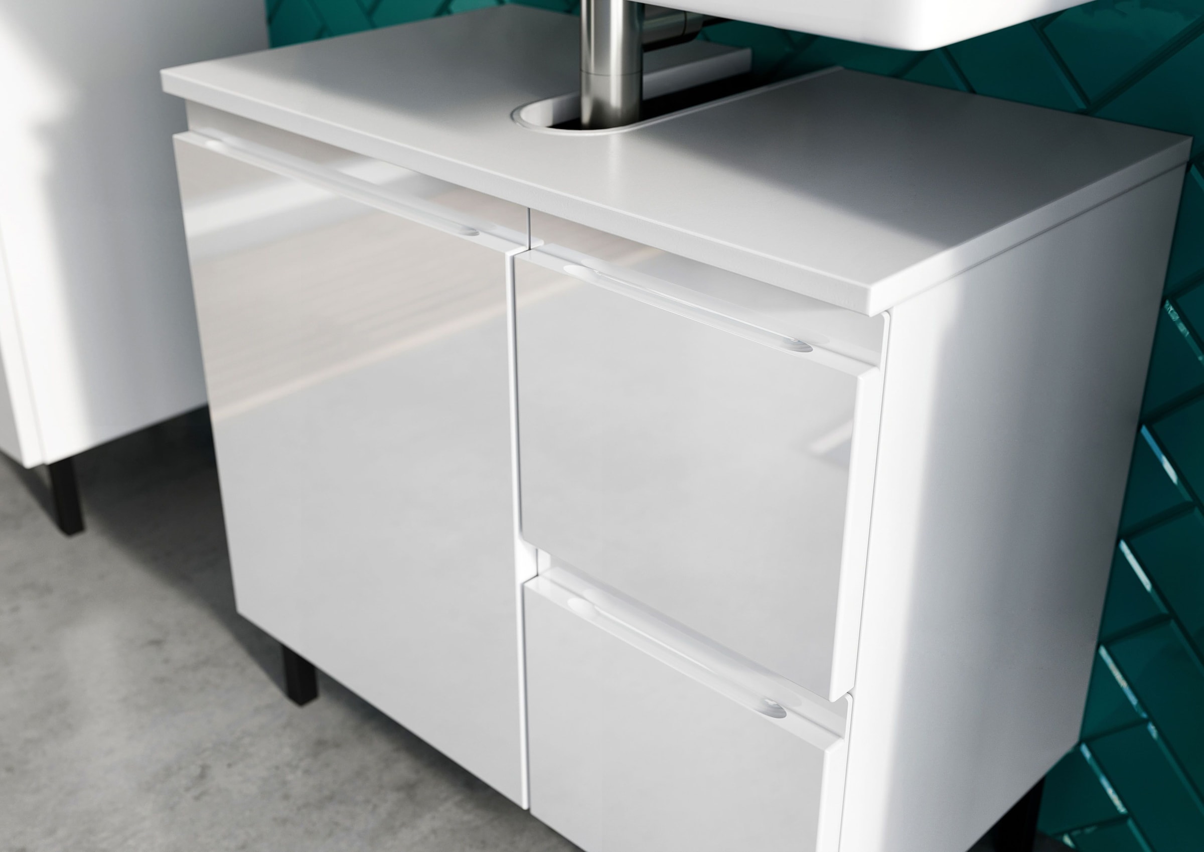 GERMANIA Waschbeckenunterschrank »Scantic«, (1 St.), mit Siphonausschnitt