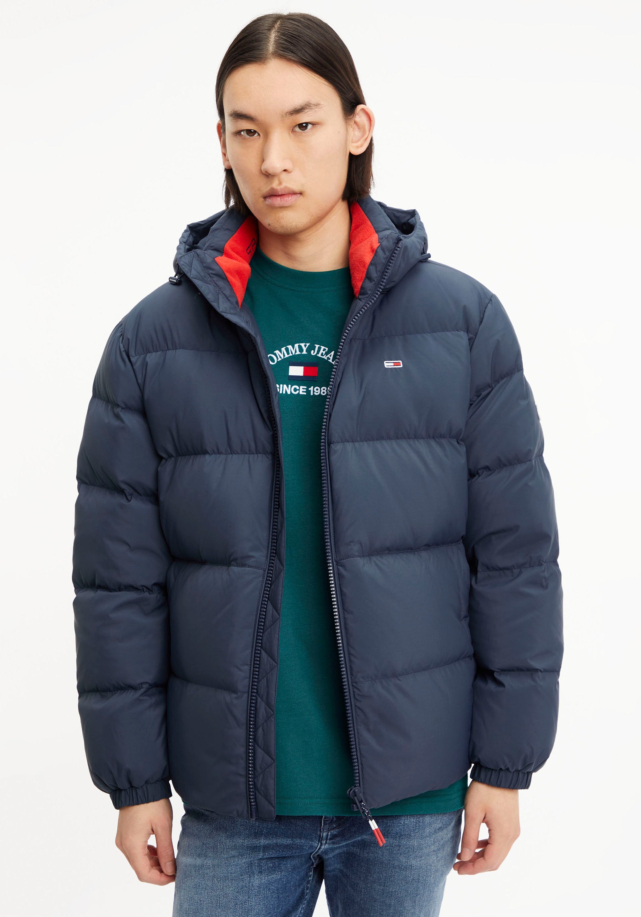 Tommy Jeans Daunenjacke »TJM ESSENTIAL DOWN JACKET«, mit Kapuze, mit Tunnelzug und Stoppern an der Kapuze