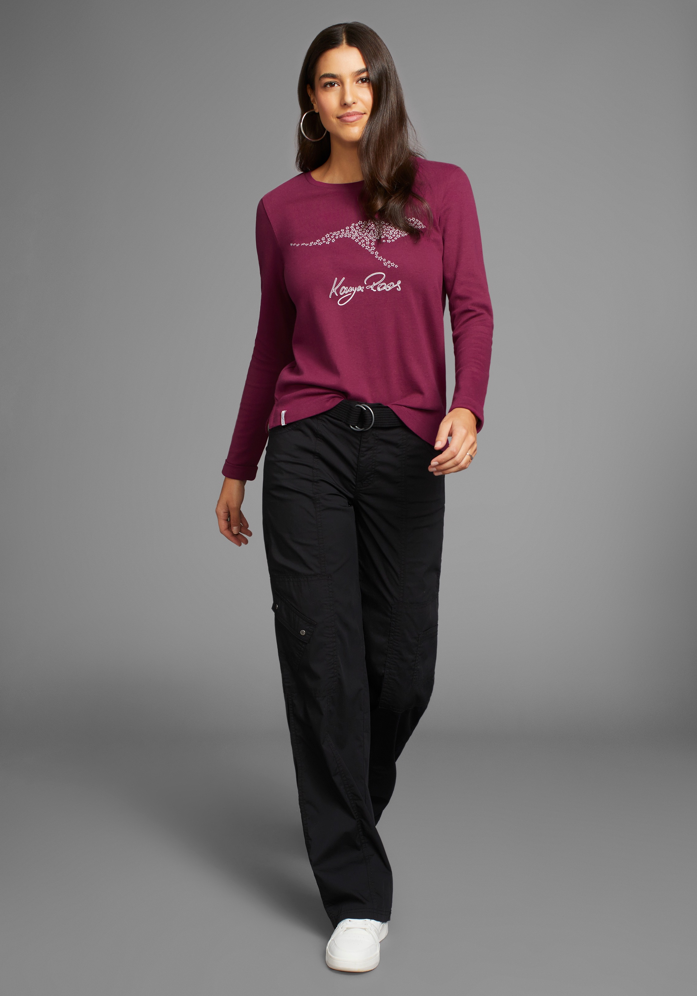 KangaROOS Sweatshirt, Langarm, figurumspielend, unifarben, mit Rundhalsausschnitt