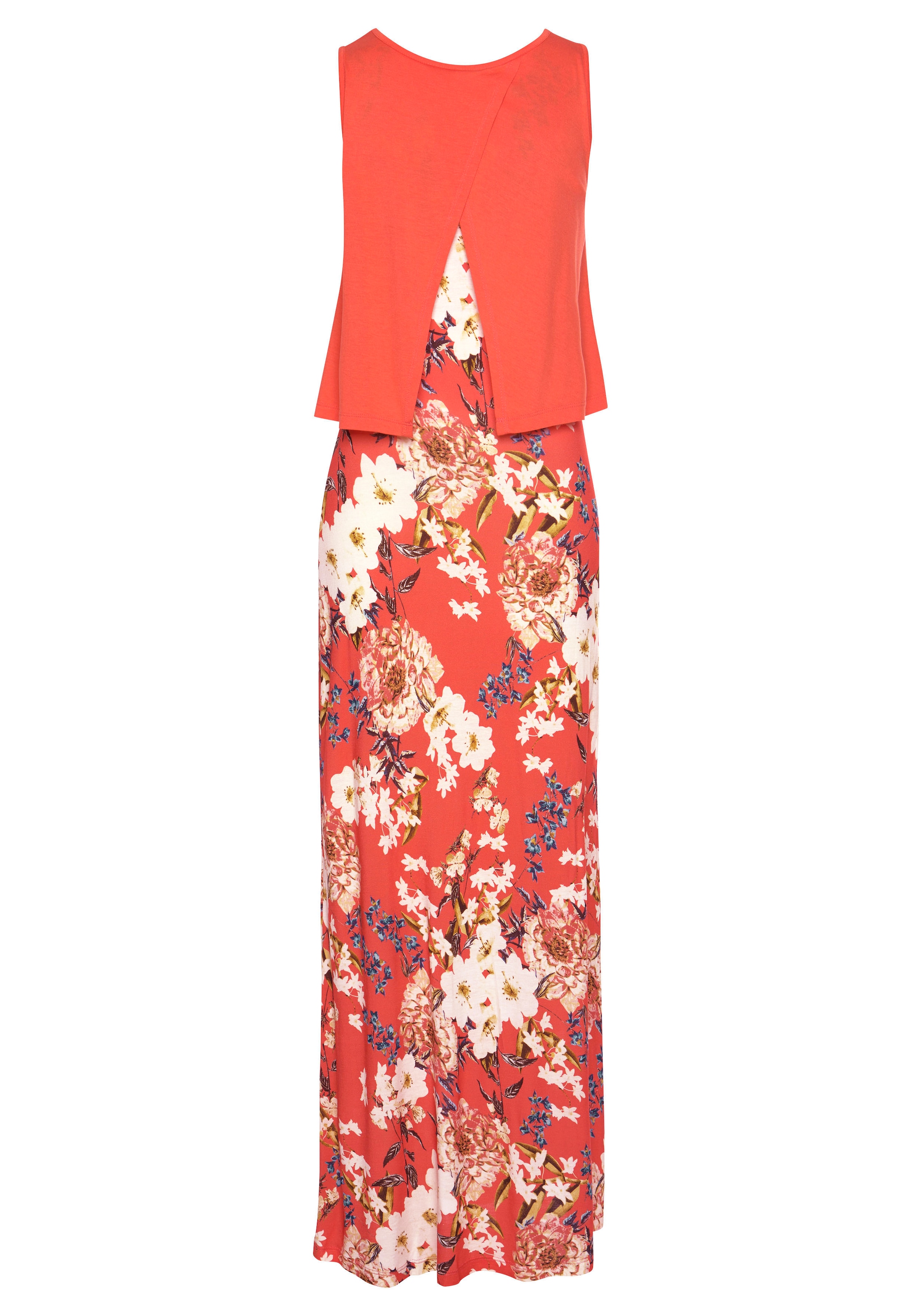 s.Oliver Maxikleid im Lagen-Look mit Blumenprint, Sommerkleid, Strandkleid