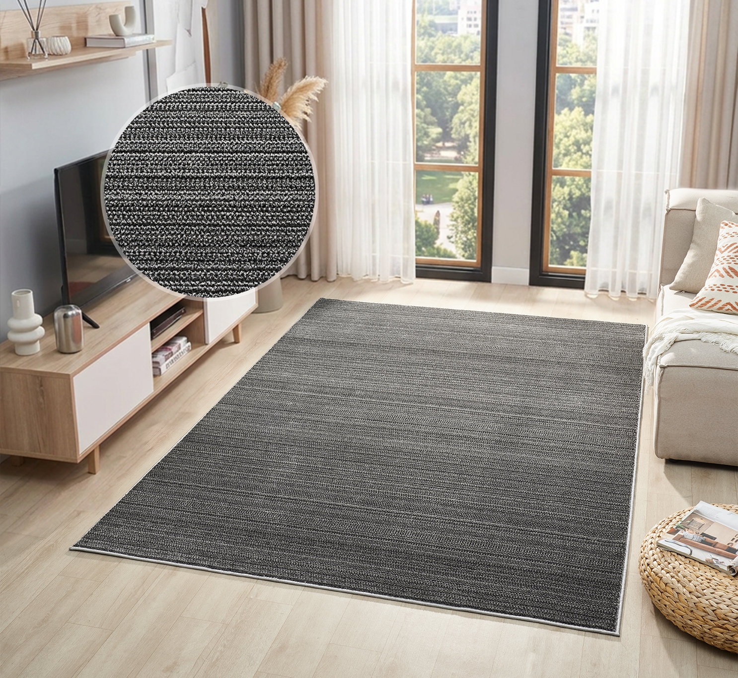 Image of GOODproduct Teppich "Noolan, Hoch-Tief-Struktur" rechteckig 9 mm Höhe gestreift, Streifen, weich, Wohnzimmer, Schlafzimmer, Esszimmer