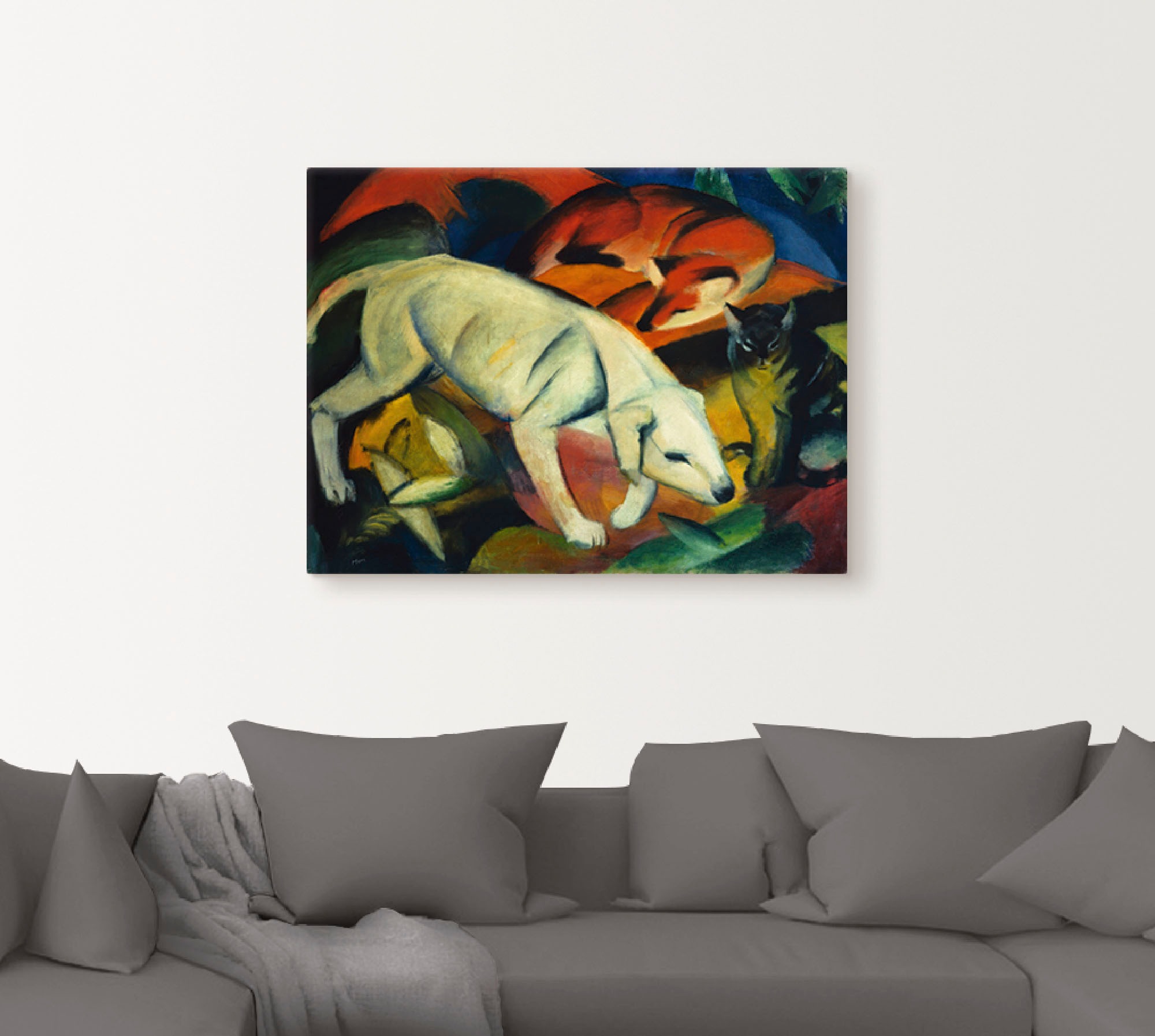 Artland Wandbild »Drei Tiere (Hund Fuchs und Katze). 1912«, Haustiere, (1 St.), als Leinwandbild, Wandaufkleber in verschied. Grössen