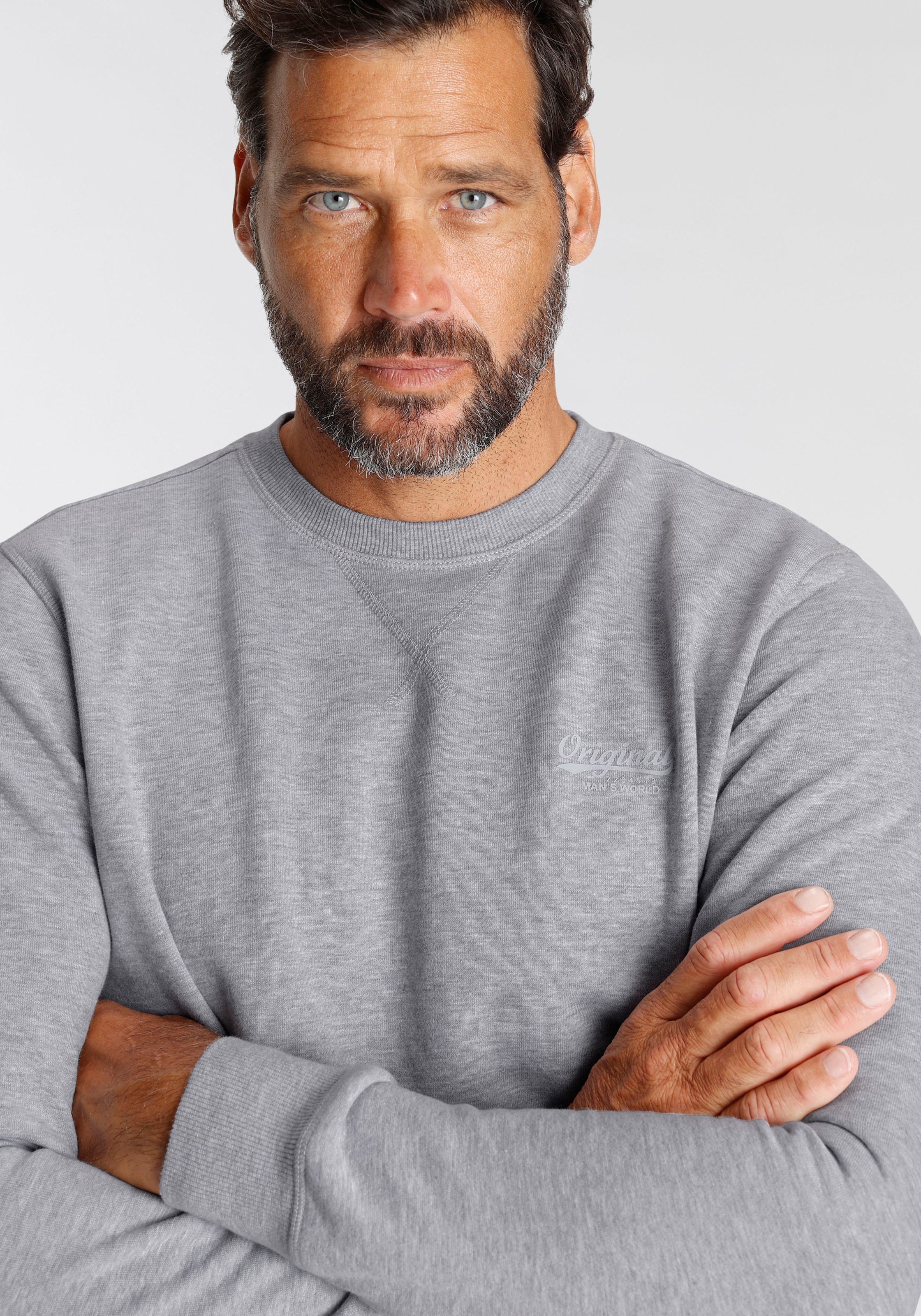 Man's World Sweatshirt, Langarm, Basic-Stil, unifarben, Rundhalsausschnitt