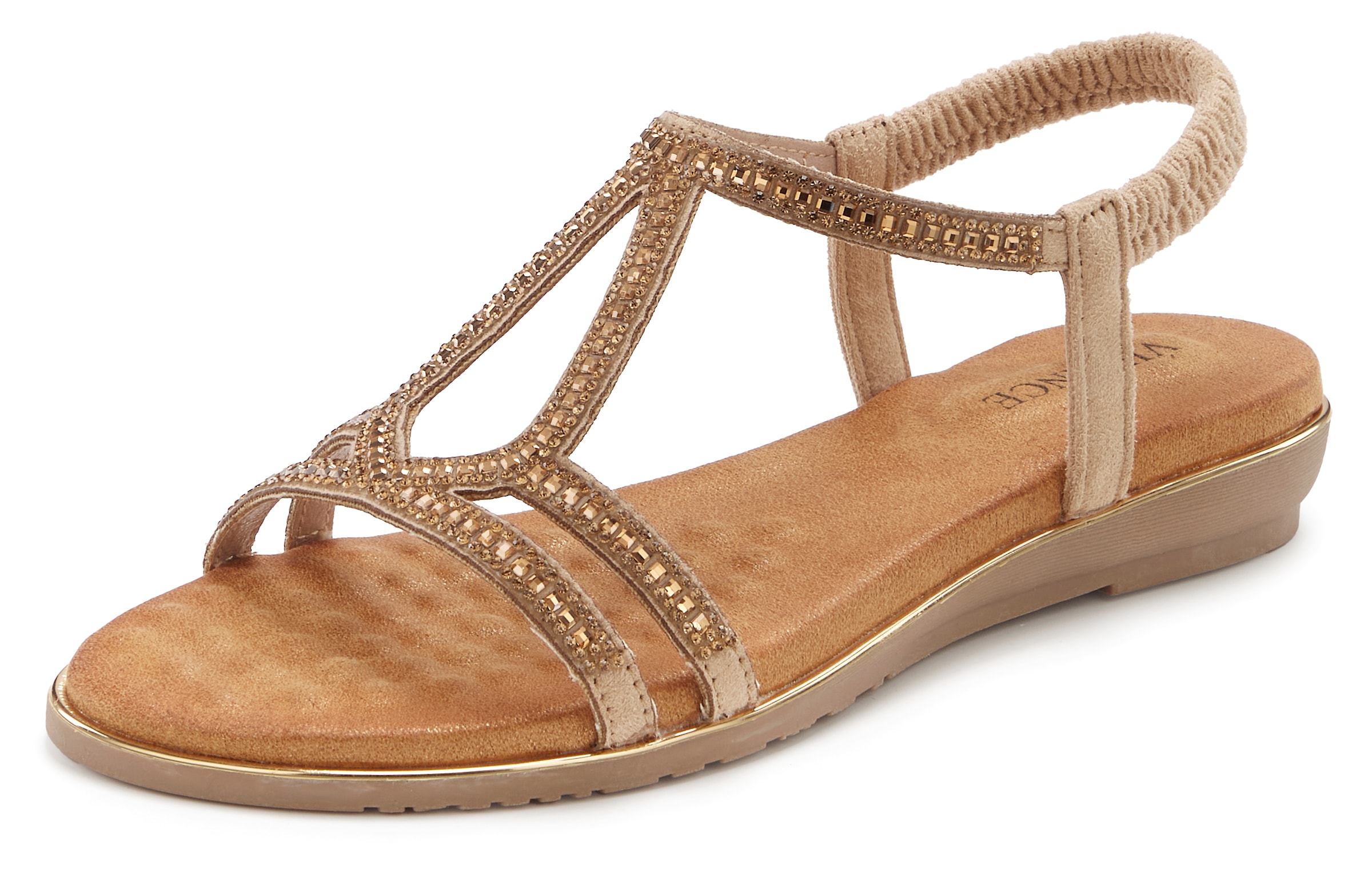 Vivance Sandale »Sandalette, Sommerschuh,«  mit Glitzer Verzierungen und elastischen Riemchen