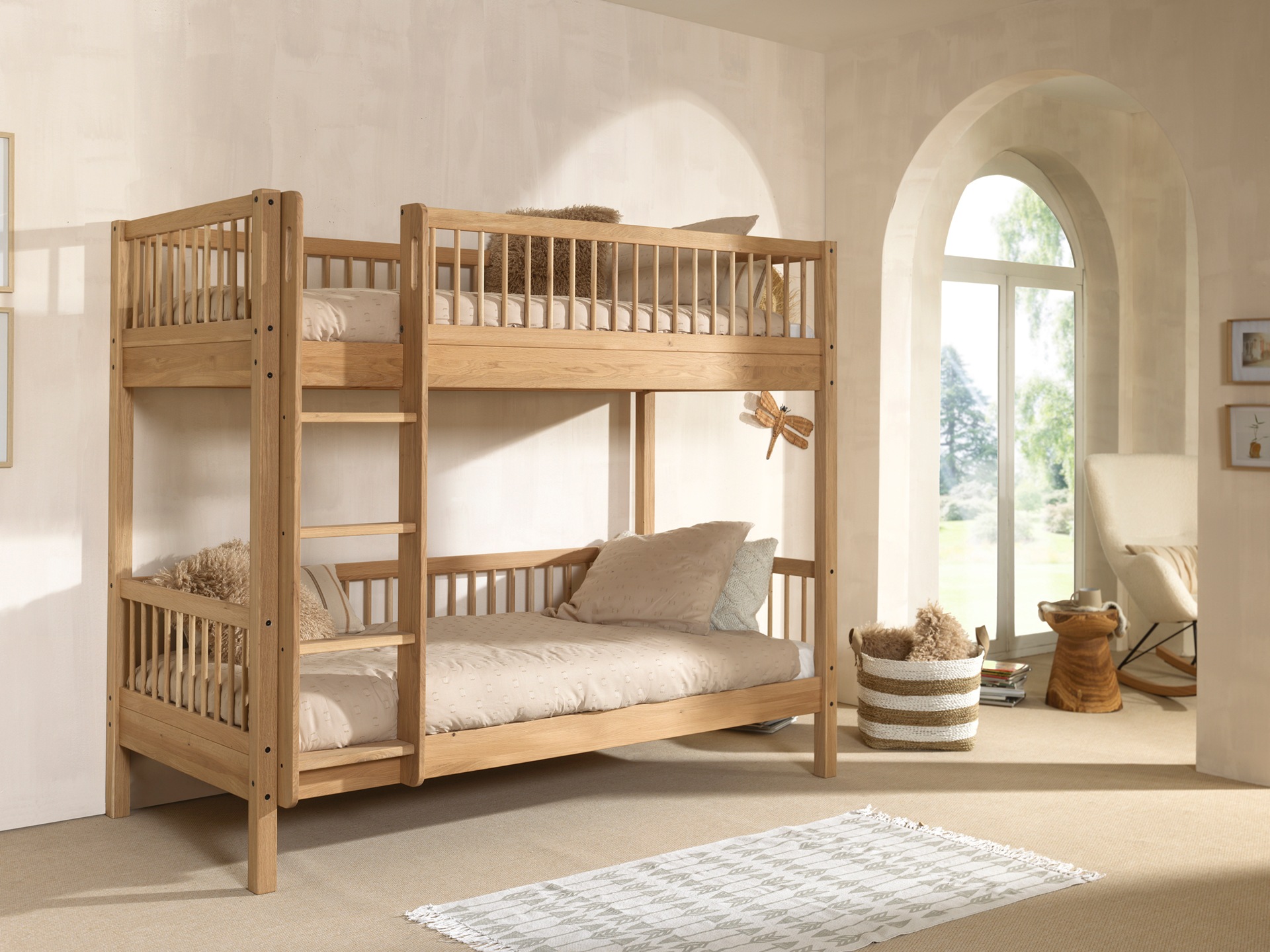 Vipack Etagenbett »Eiche massiv, Made in Europe, langlebige Qualität« B/H/T ca. 208x176x98cm, Schublade+unterer Rausfallschutz optional,  2 Lattenroste, wahlweise mit oder ohne Bettschublade und Absturzschutz