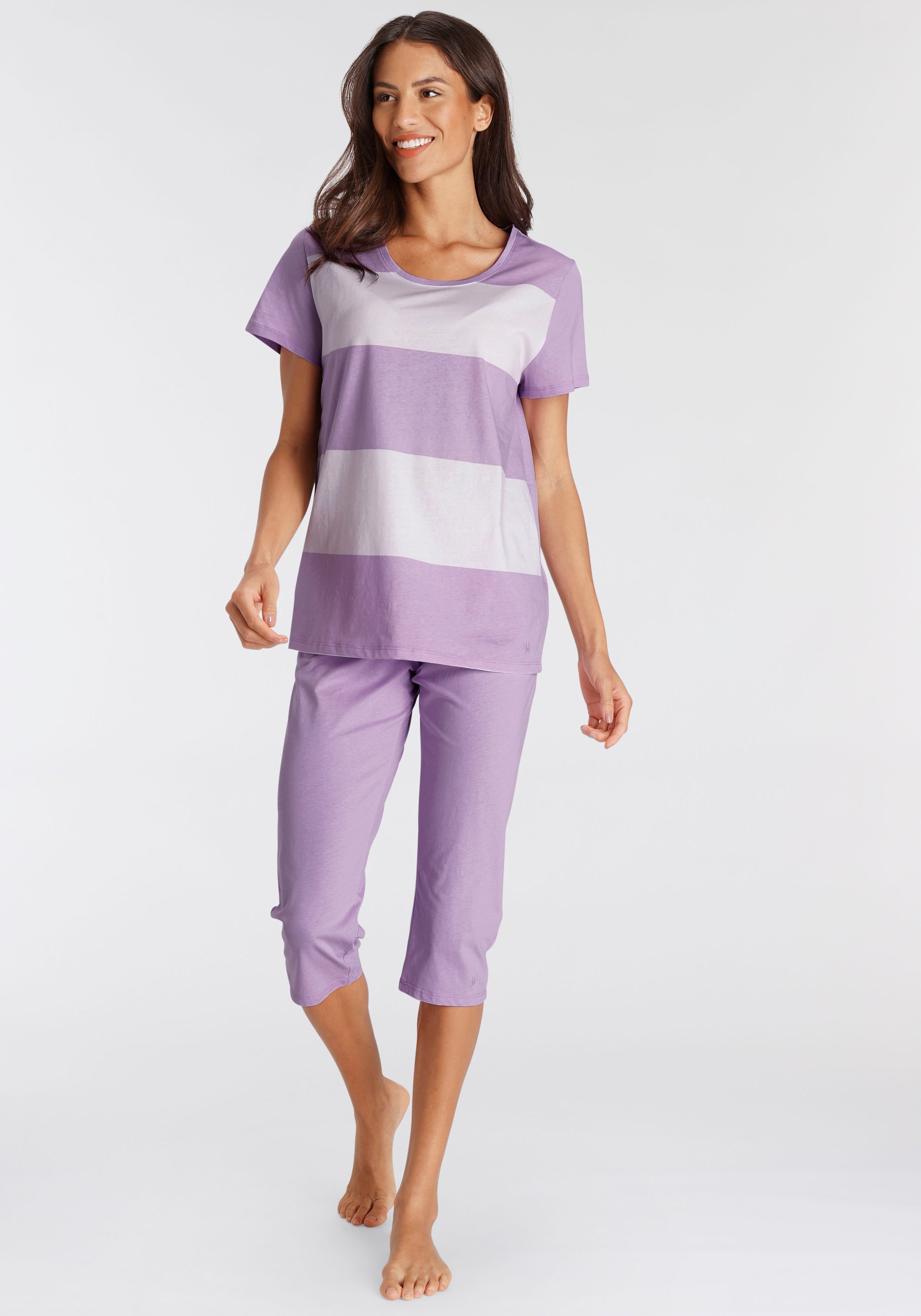 Schlafanzug »Sets PK Capri X 01«, (Set, 2 tlg.), Capri-Pyjama aus reiner Baumwolle