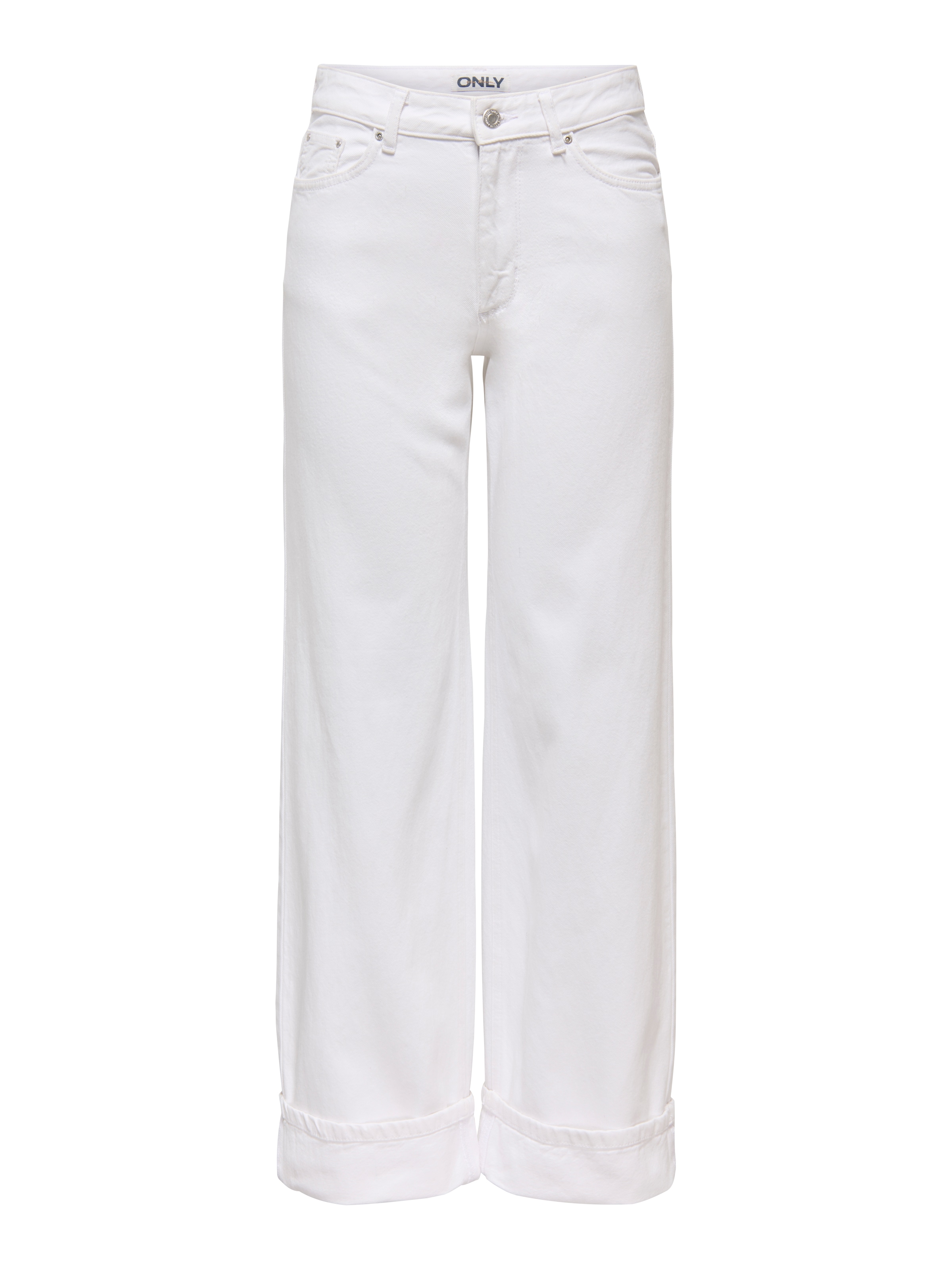 ONLY Jeans large »ONLELLA MW WIDE FOLD UP DNM WHITE TAI« coton, taille régulière, coupe large