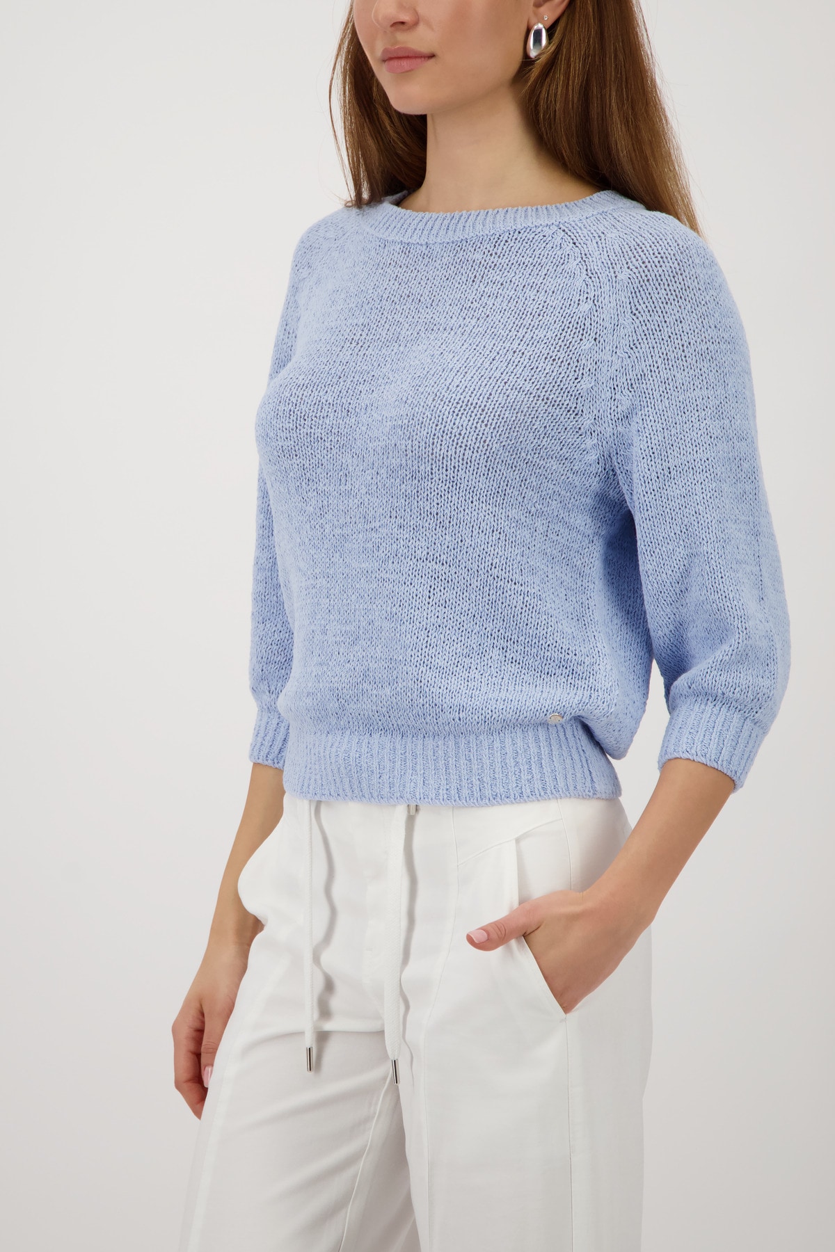 Monari Pull en tricot »Pullover Basic Bändchen« Regular fit aus Bändchengarn