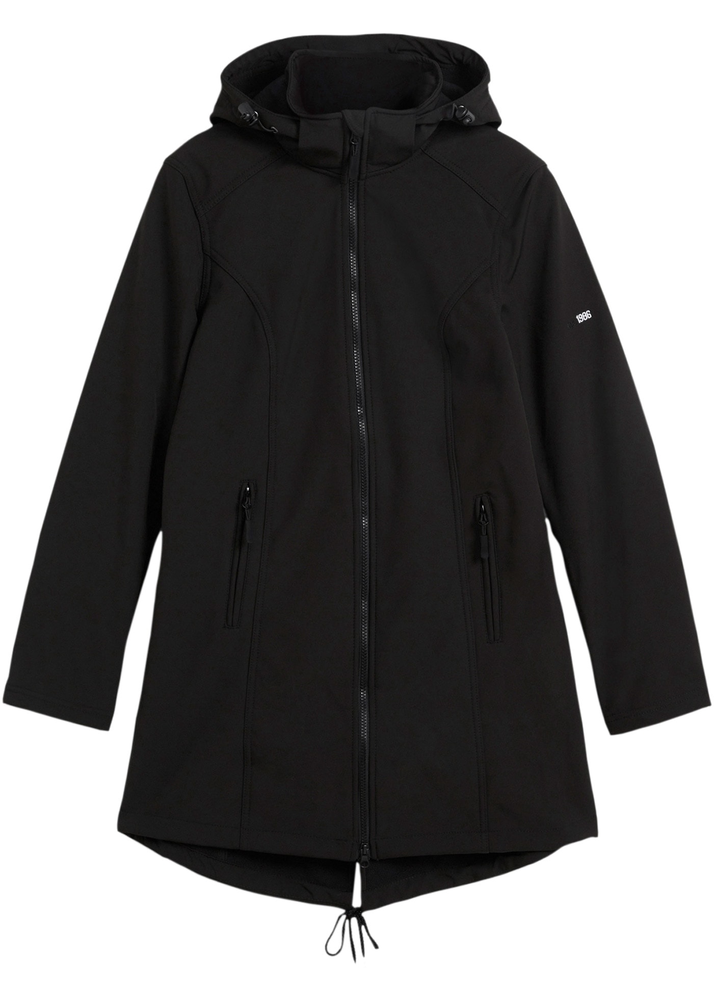 bonprix Softshellparka mit Kapuze figurbetonter Schnitt, 2-Wege-Reissverschluss, Kordelzüge im Saum