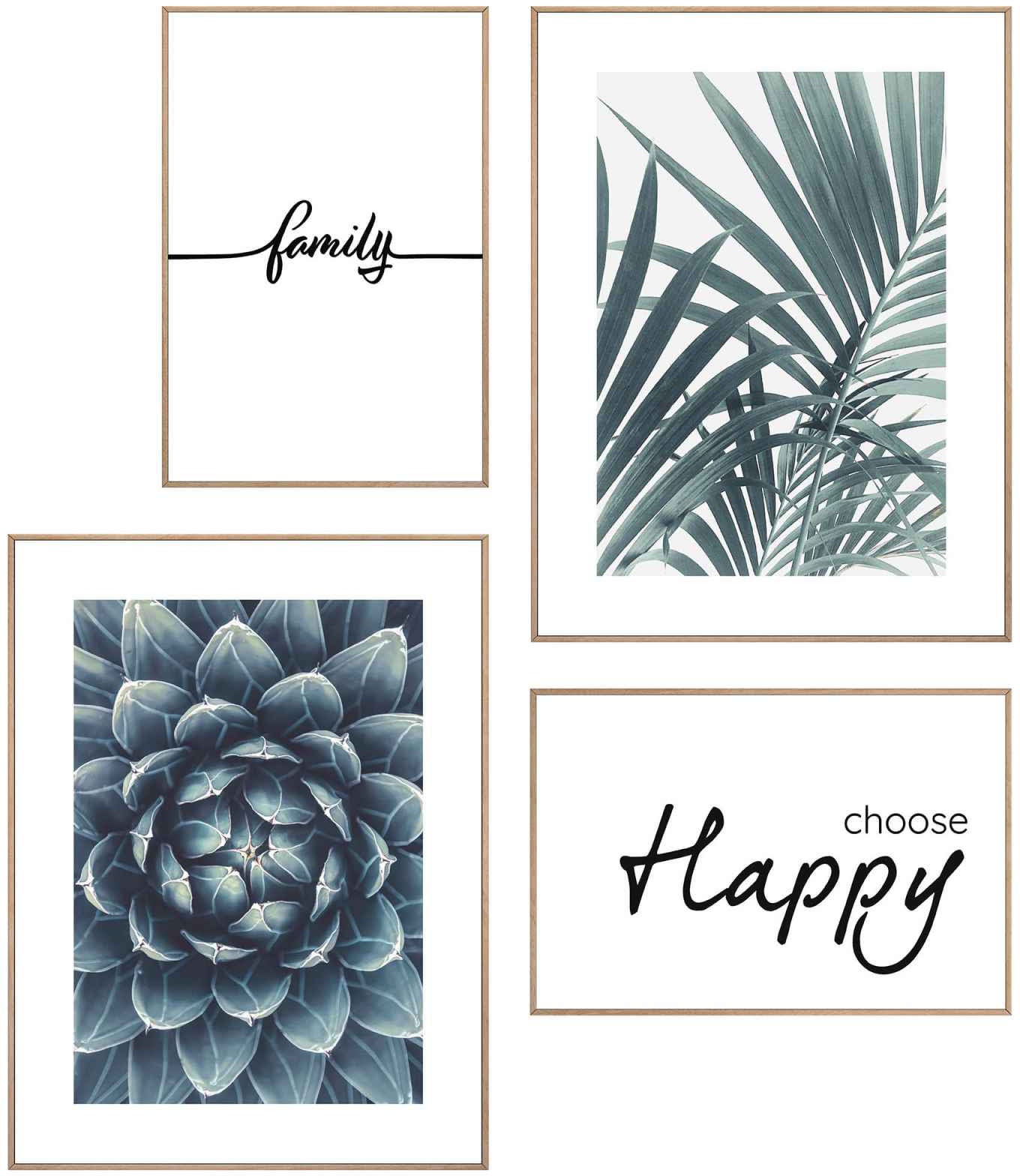 Image of Reinders! Wandbild »Wandbilder Set Happy Green Text - Botanisch - Pflanz - Natur«, Schriftzug, (4 St.) bei Ackermann Versand Schweiz