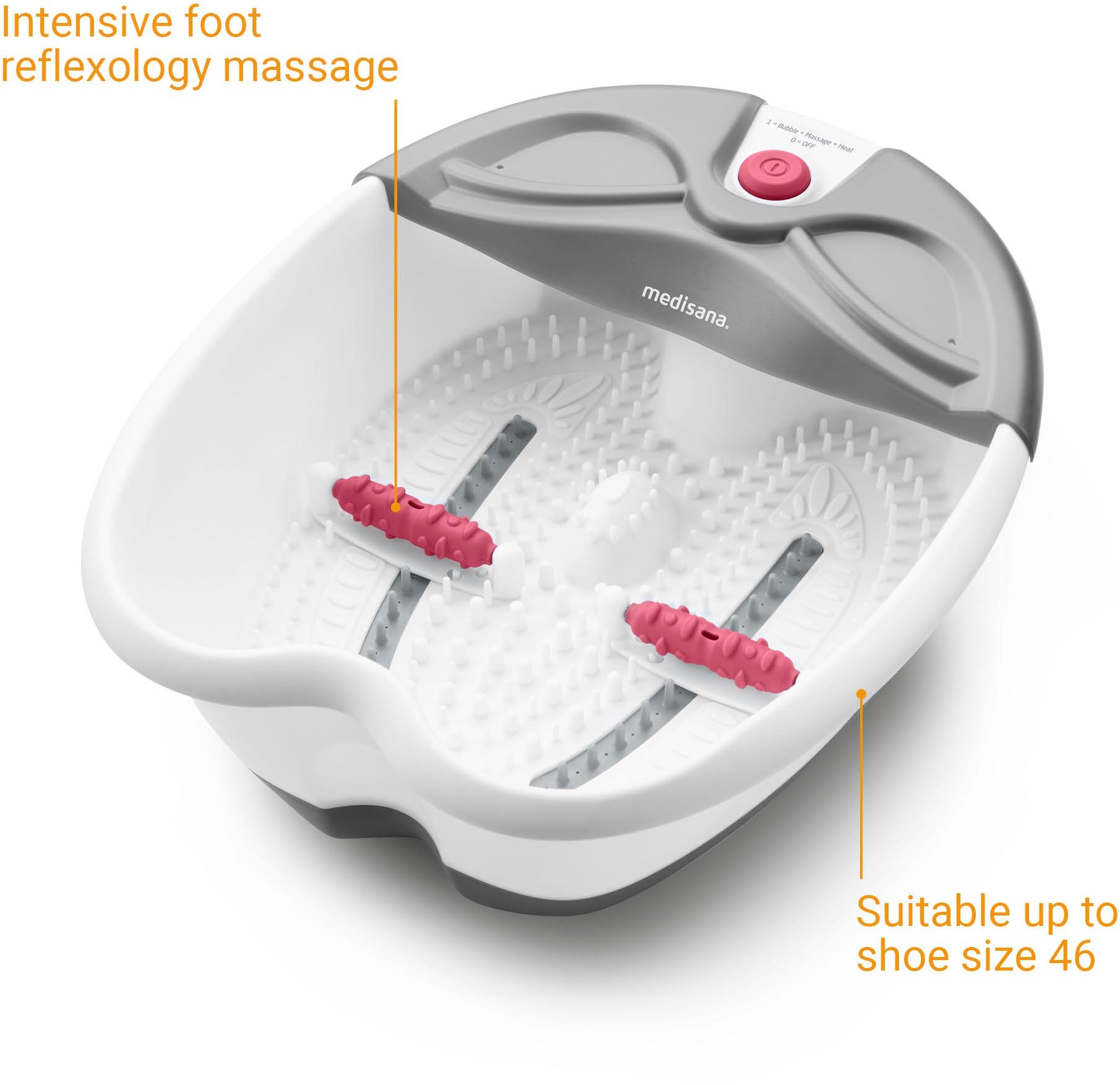 Medisana Fussbad »FS 300« Set, 3-tlg., Sprudel- und Vibrationsmassage, Reflexzonenmassage