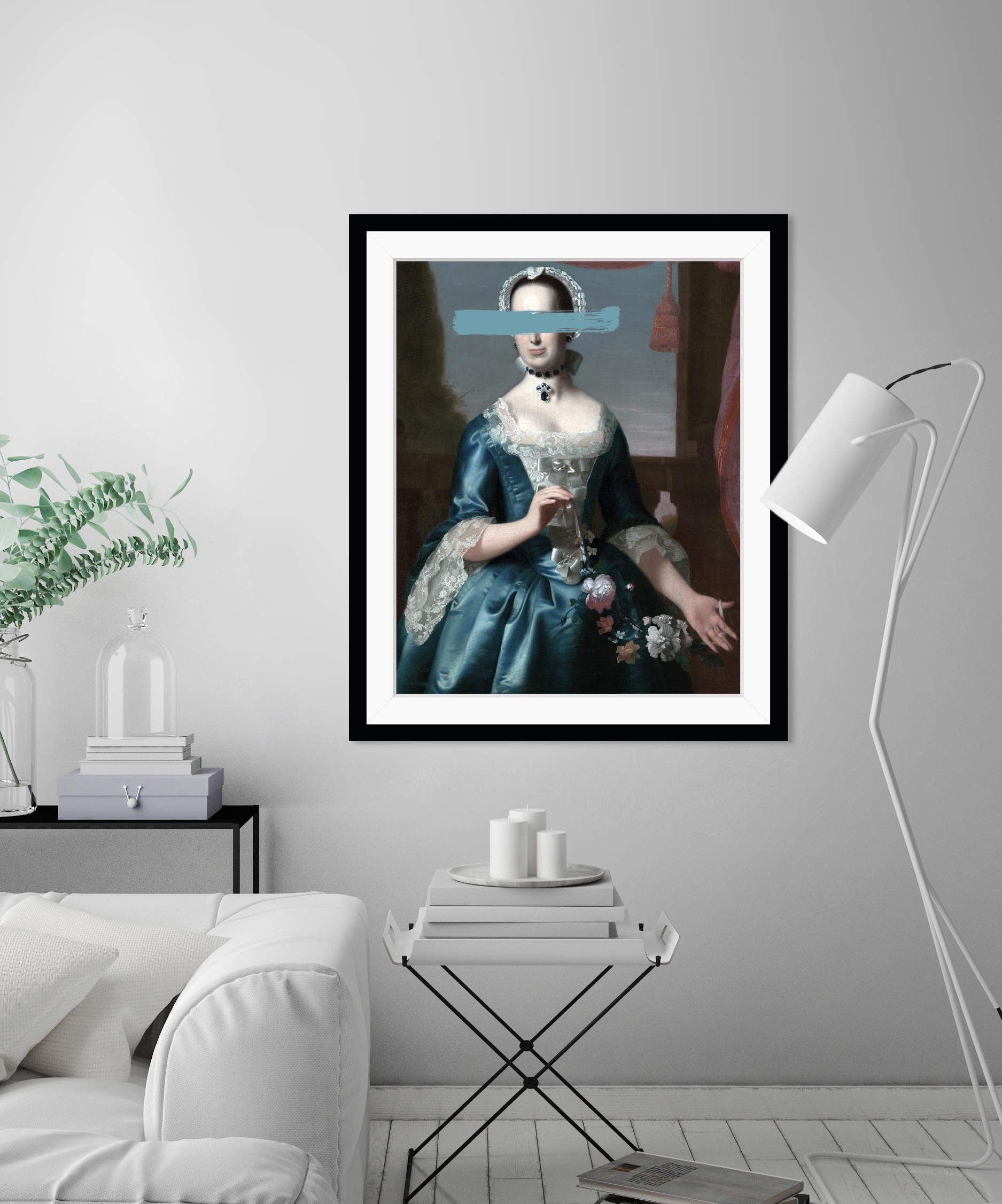 queence Image »Leni mit Farbklecks« HD Premium Poster-Druck inkl. Holzrahmen