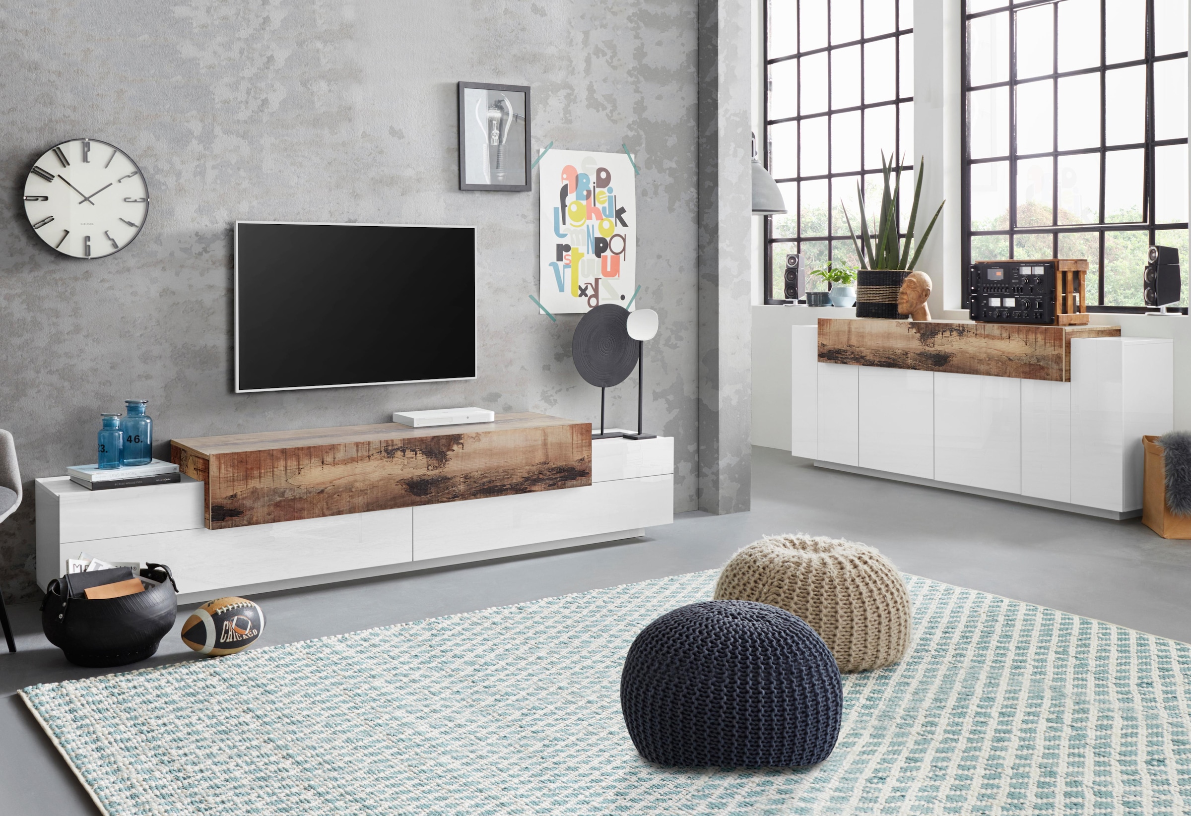 INOSIGN Sideboard »Coro, Kommode, Schrank, Kredenz, grifflos mit Einlegeböden« 1 Klappe,4 Türen, Doppeltiefe,  B/T/H 200x45x85,6cm