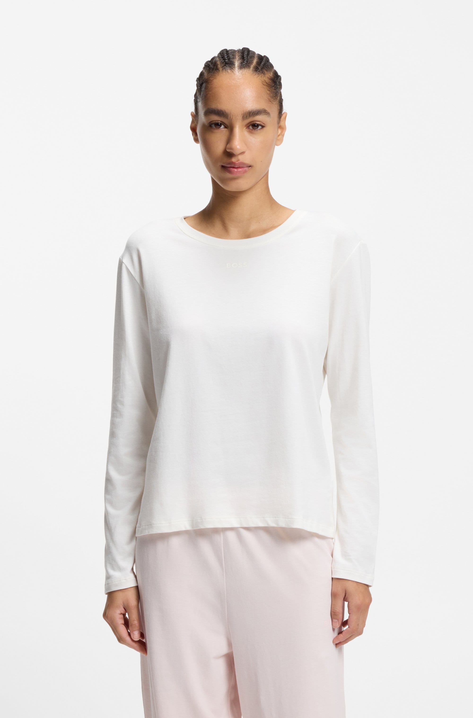 BOSS Schlafanzug Set, 2 Stk. tlg., Rundhalsausschnitt, elastischer Bund, Logo-Schriftzug