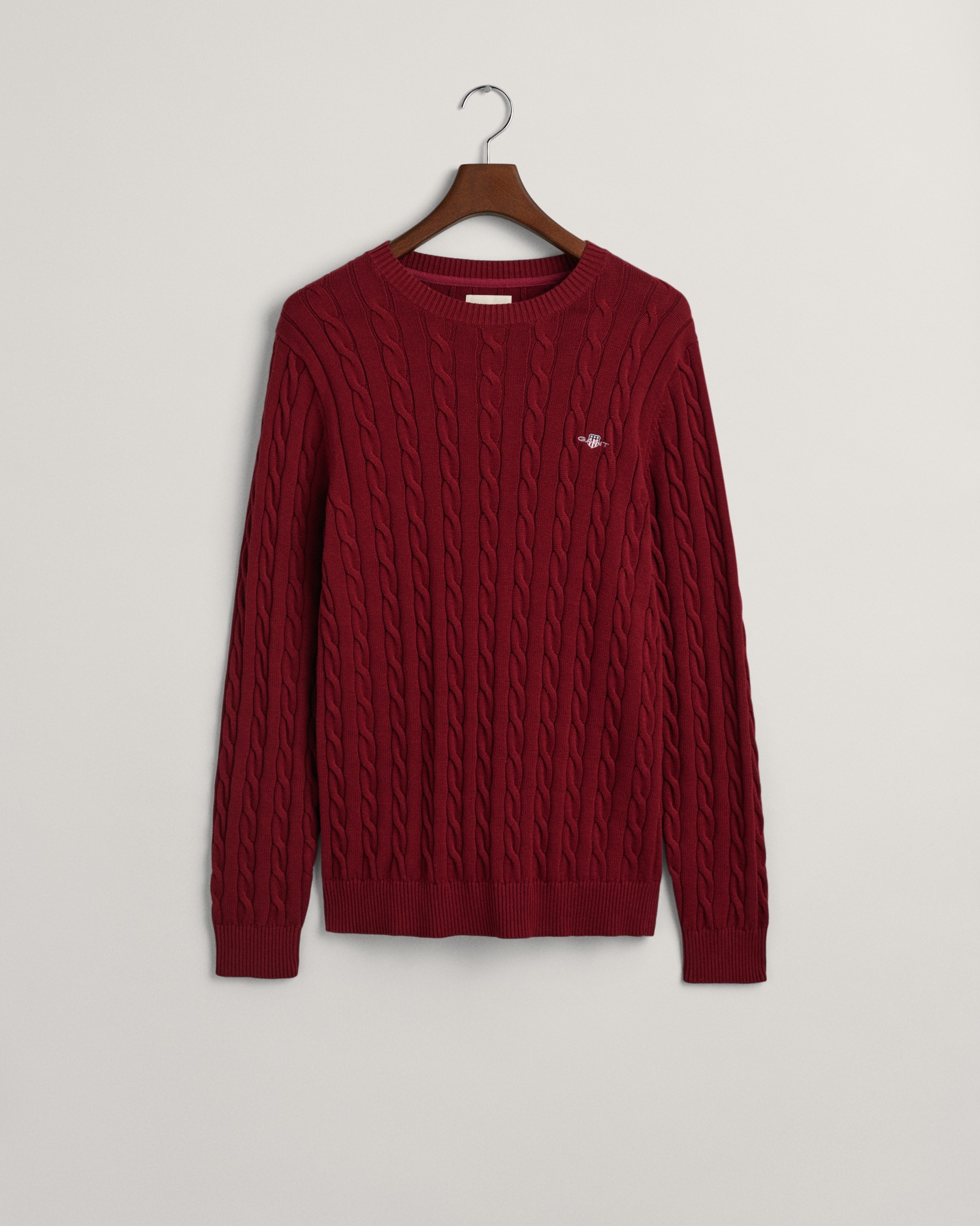 Gant Strickpullover »COTTON CABLE C-NECK«, mit Wappen-Logostickerei auf der Brust