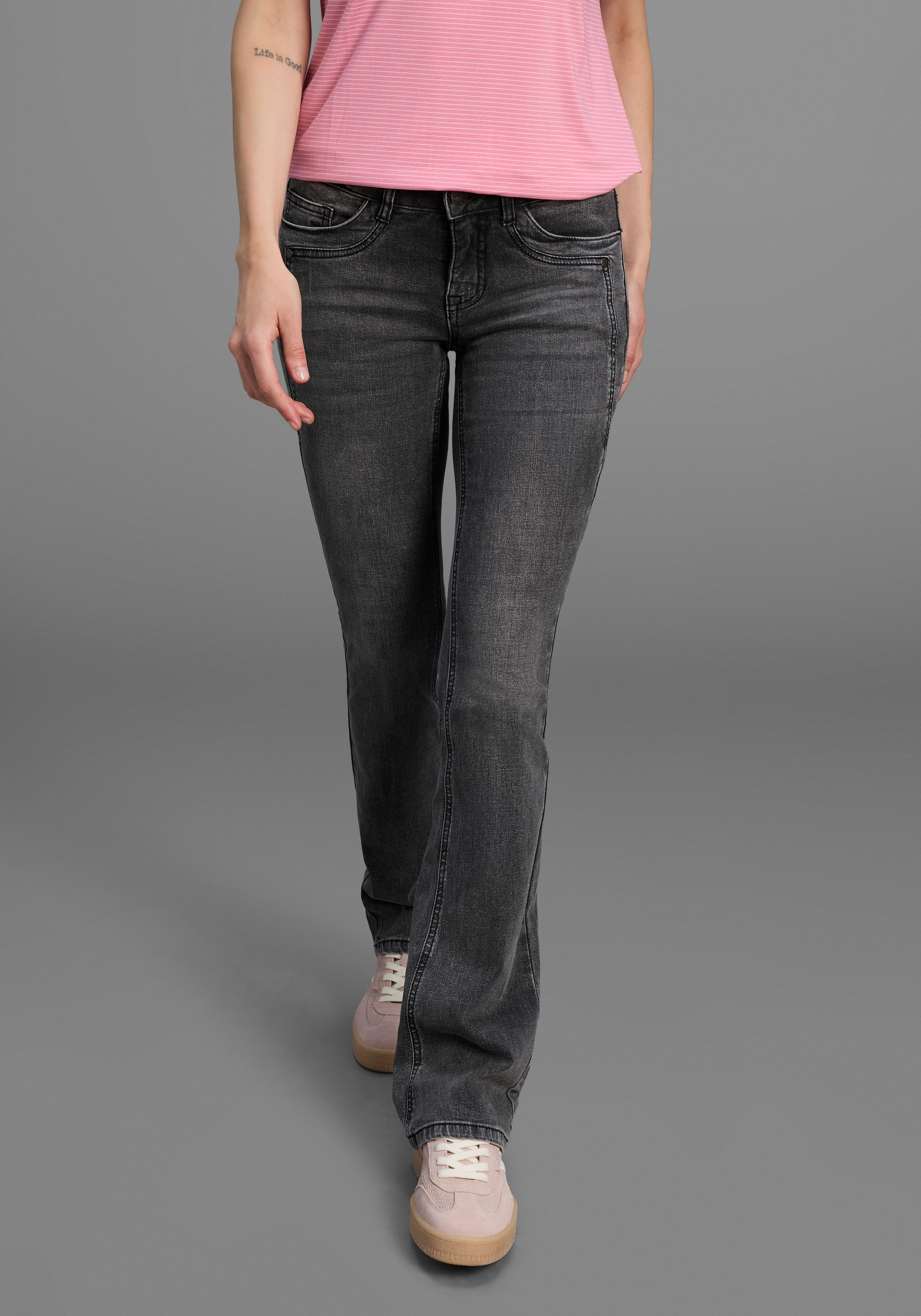 Image of Arizona Bootcut-Jeans "mit Keileinsätzen" ausgestellte Beinform, niedrige Leibhöhe, elastisches Material