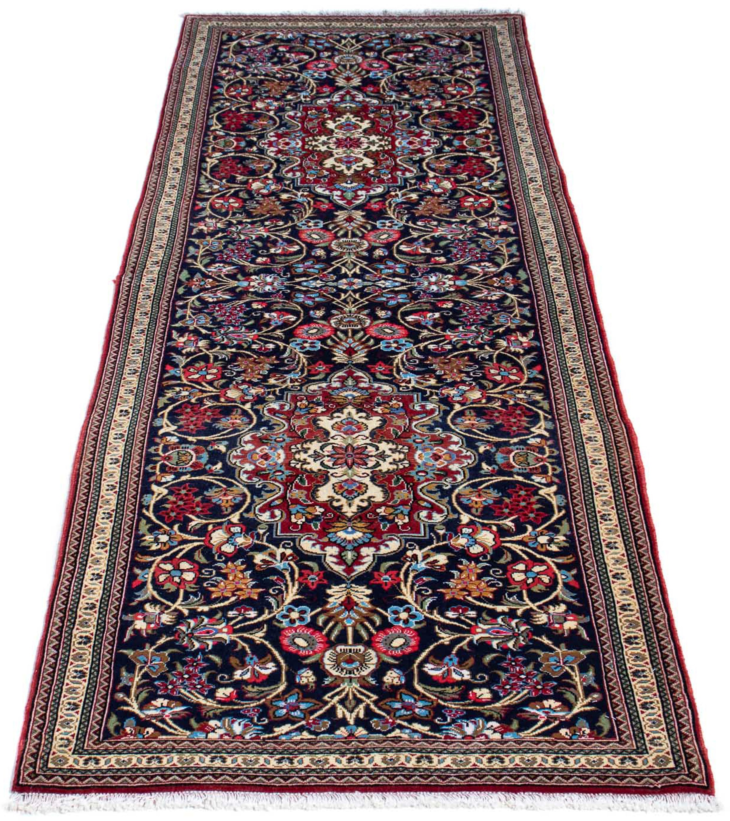 Image of morgenland Orientteppich »Perser - Ghom - 197 x 70 cm - dunkelblau«, rechteckig, 10 mm Höhe, Wohnzimmer, Handgeknüpft, Einzelstück mit Zertifikat bei Ackermann Versand Schweiz