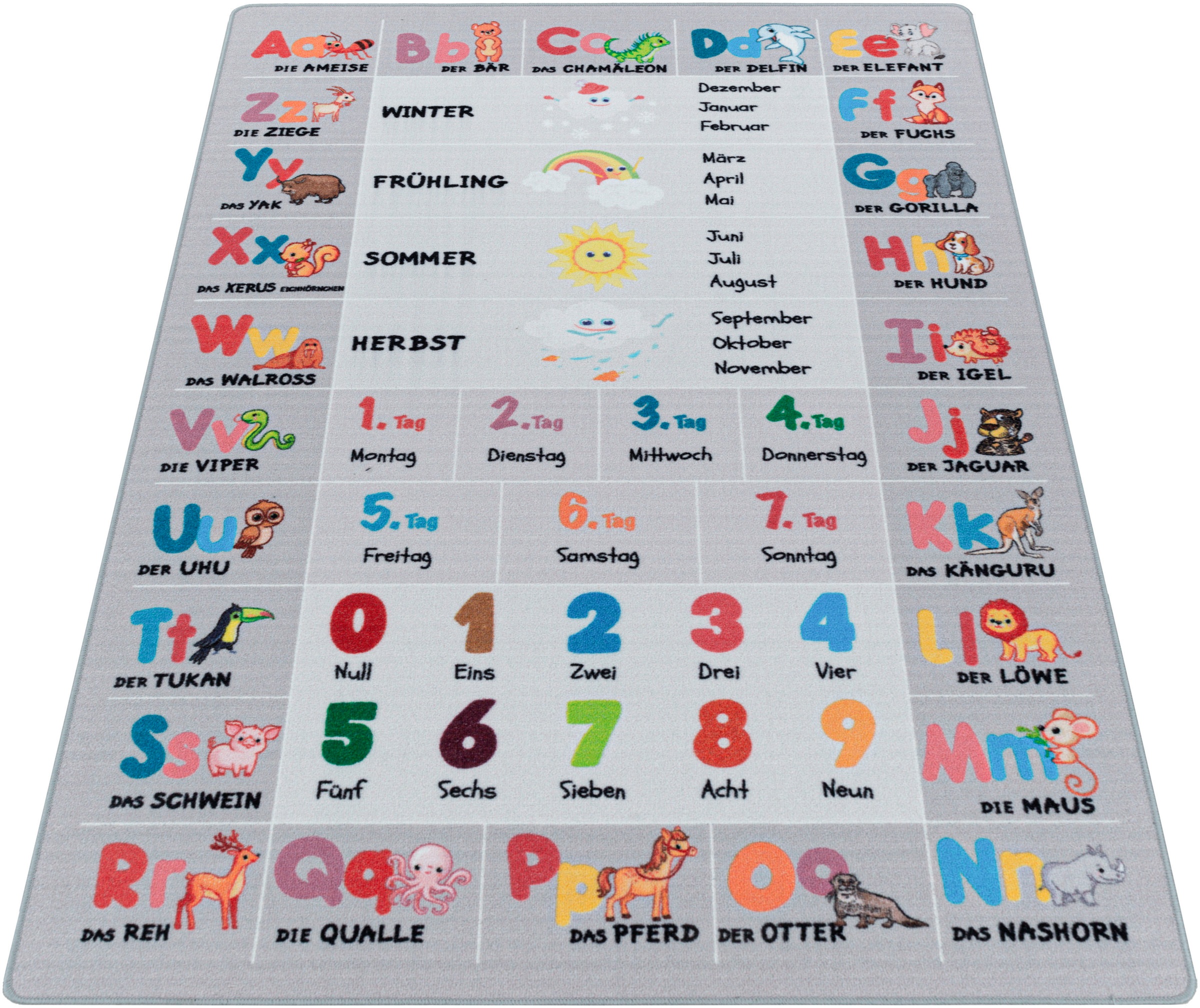 Ayyildiz Teppiche Kinderteppich "PLAY 2904" rechteckig 6 mm Höhe robuster Kurzflor, bunter Spiel Lern Teppich, Kinderzimmer