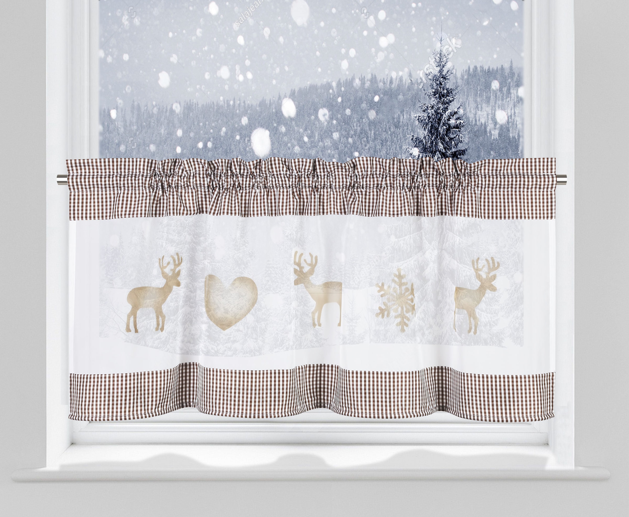 weihnachtlichen (1 St.), Scheibengardine home kaufen mit Airbrush my »Elk«, Motiven bequem