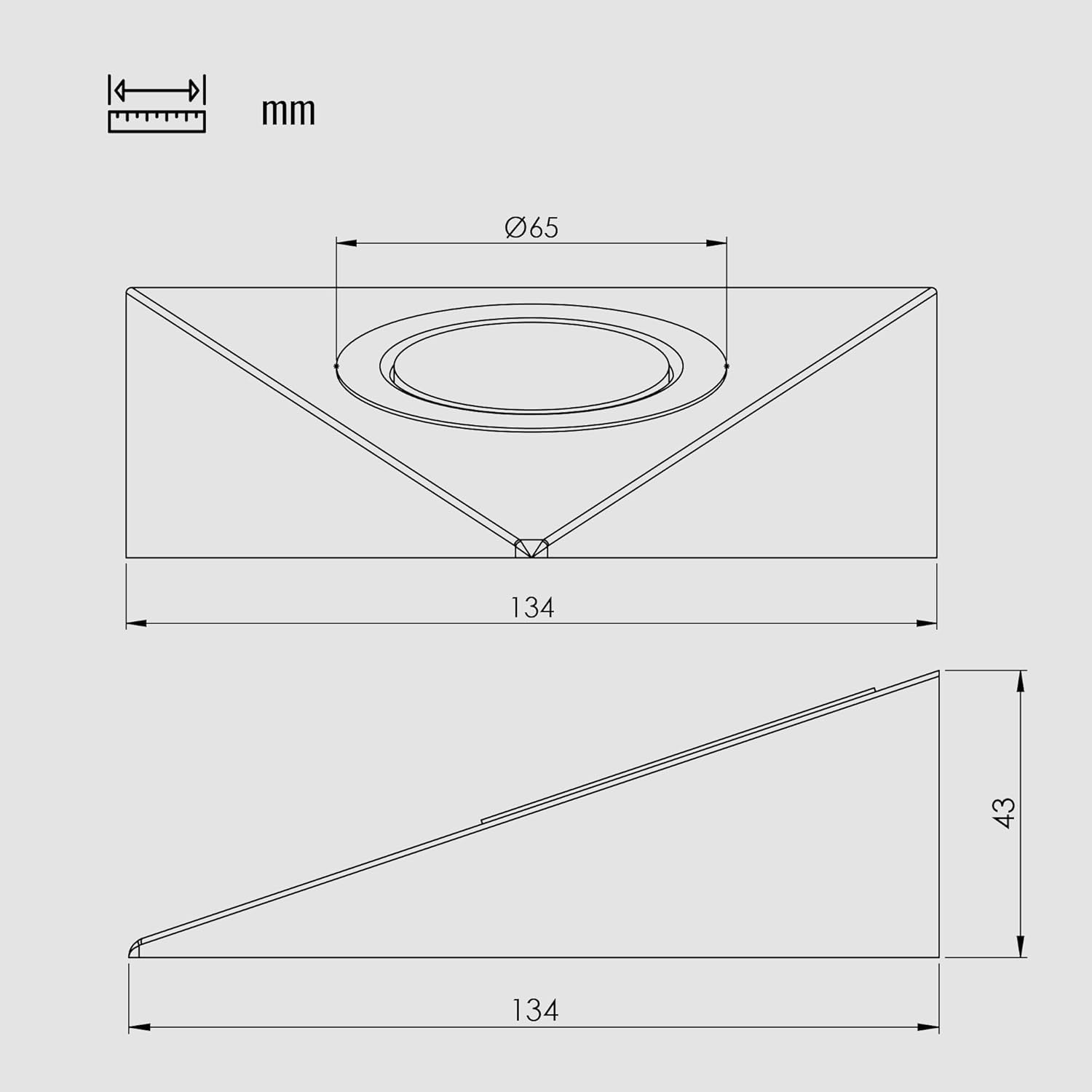Loevschall LED Unterbauleuchte »Emerald 3-kit, LED Unterbauleuchte, Deckenleuchte für die Küche«, Einbauleuchten Weiss 2W, Dreieckig LED Lampe, Modern Küchenbeleuchtung
