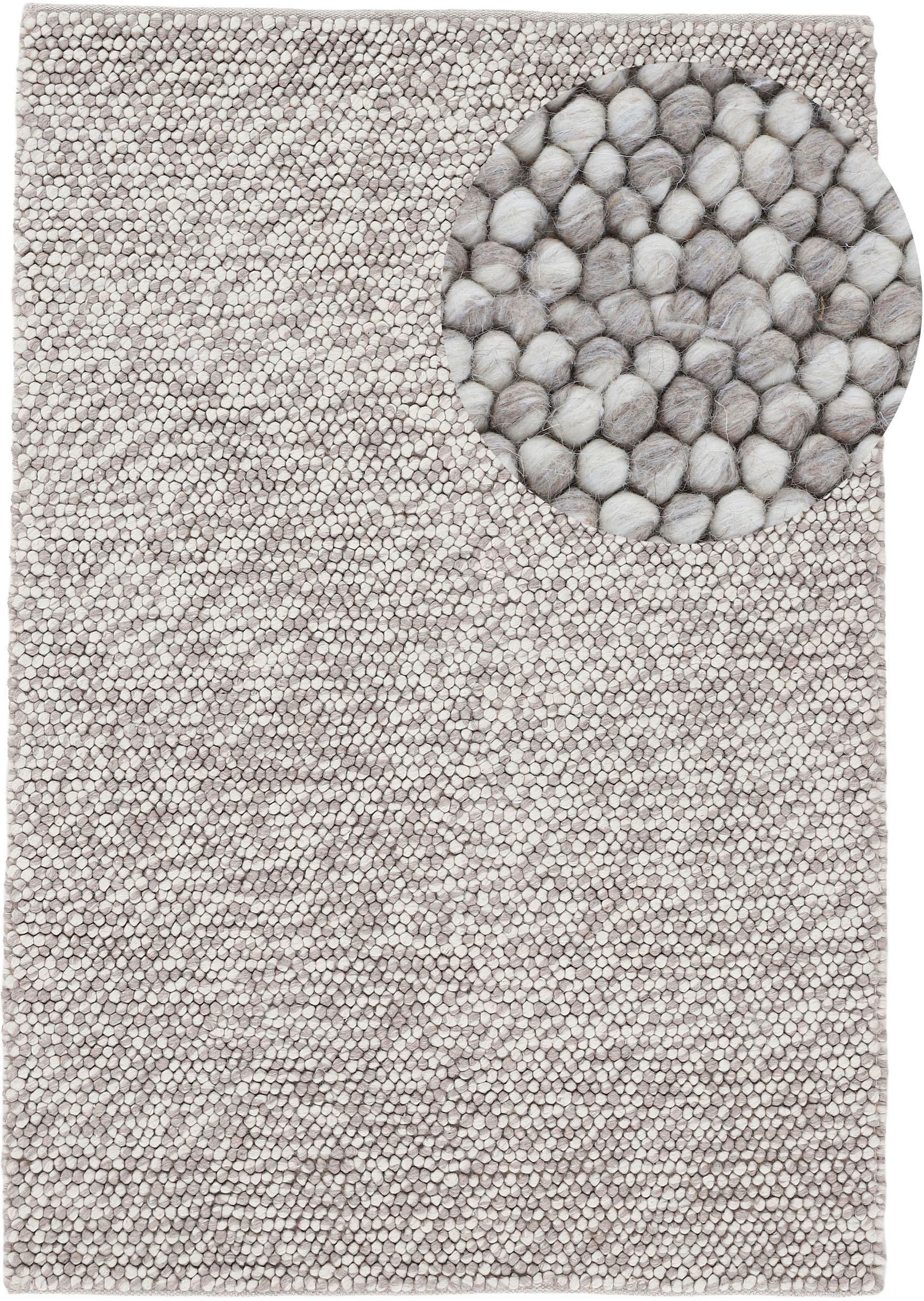 carpetfine Teppich »Calo« rechteckig 16 mm Höhe Handweb Teppich, Uni Farben, meliert, handgewebt, 70% Wolle