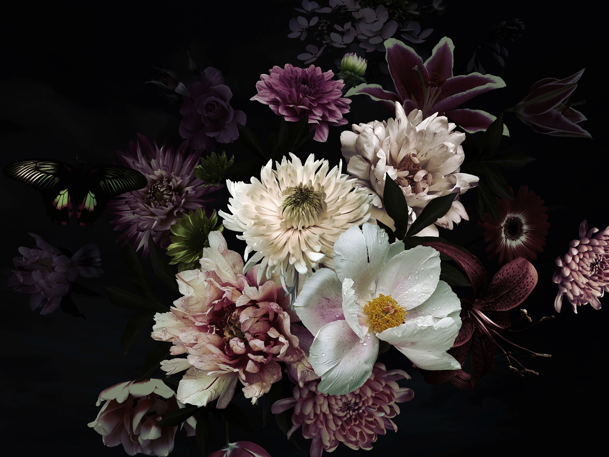 Image of Papermoon "BLUMEN ABSTRAKT-MUSTER DESIGN ROSEN BLUMEN DECOR RETRO"