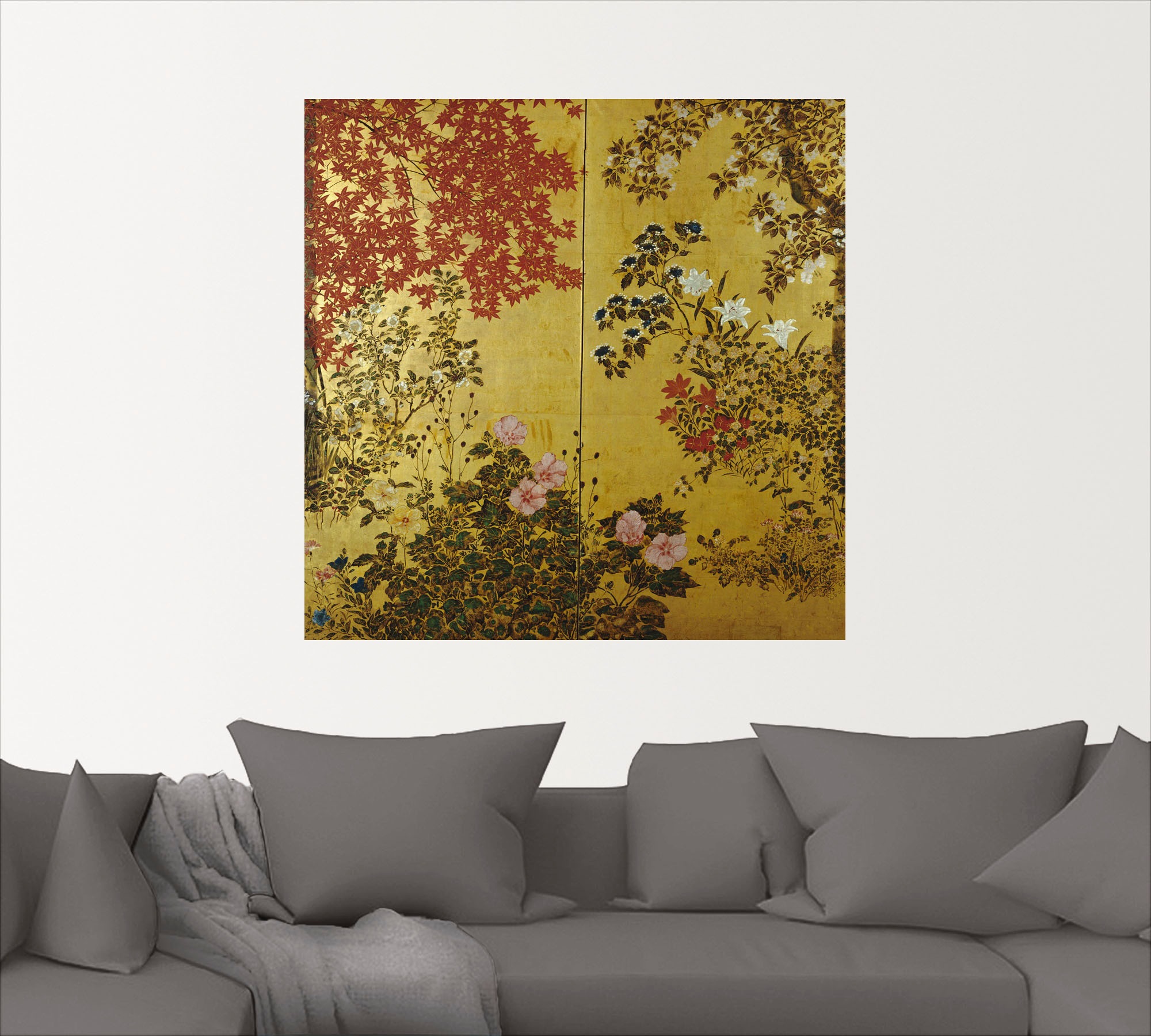 Artland Wandbild »Japanischer Wandschirm 18. Jahrhundert«, Pflanzen, (1 St.), als Leinwandbild, Poster, Wandaufkleber in verschied. Grössen