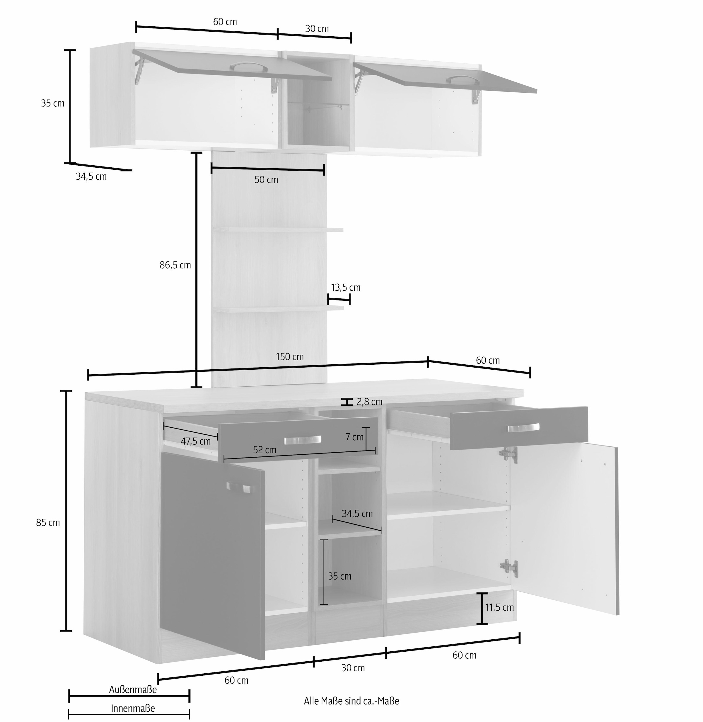 cm versandkostenfrei mit Buffet Metallgriffen, OPTIFIT »Faro«, auf ♕ Breite 150